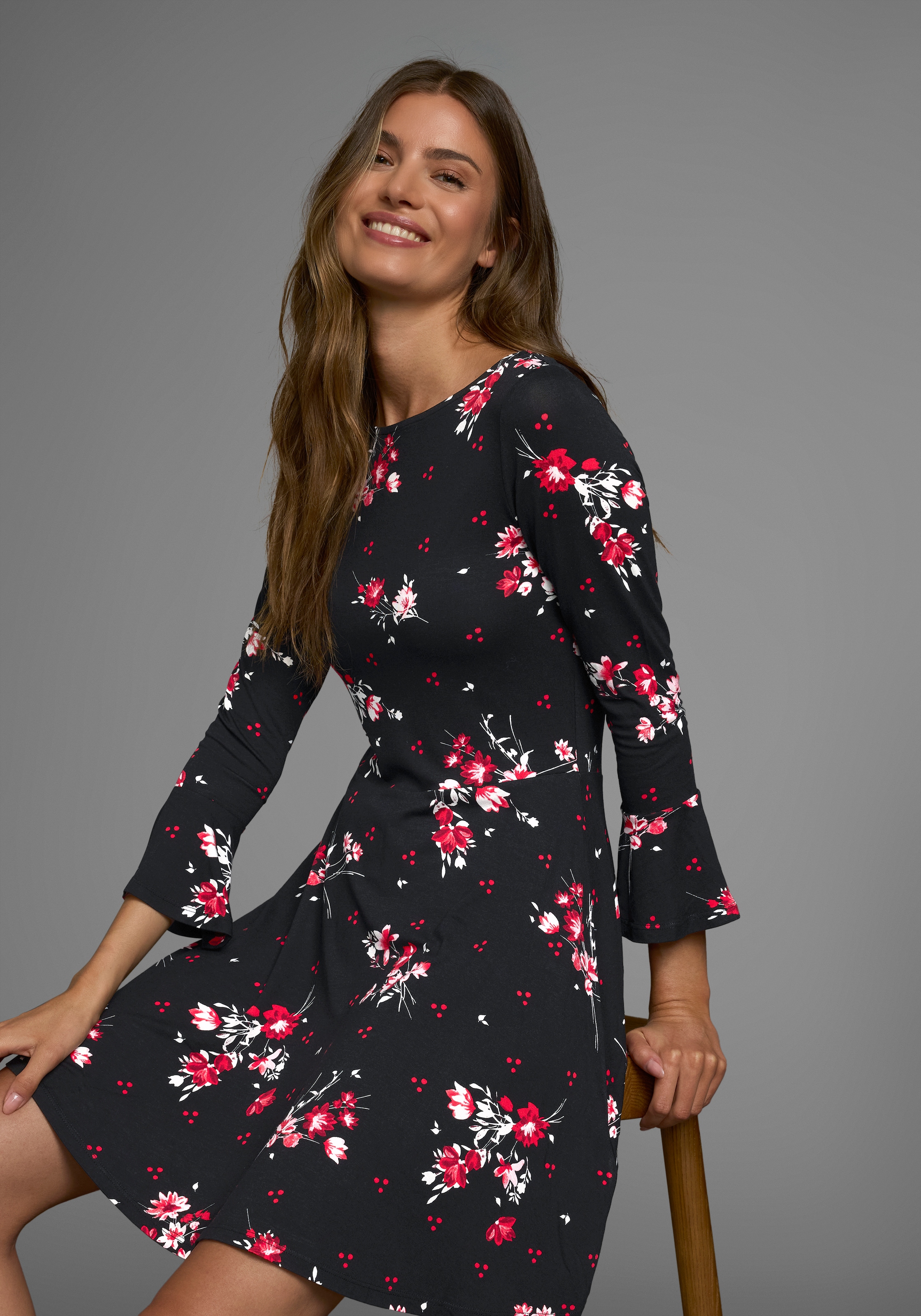 Laura Scott Jerseykleid, festliche Anlässe, langes Kleid, elegant, aus Viskosemischung