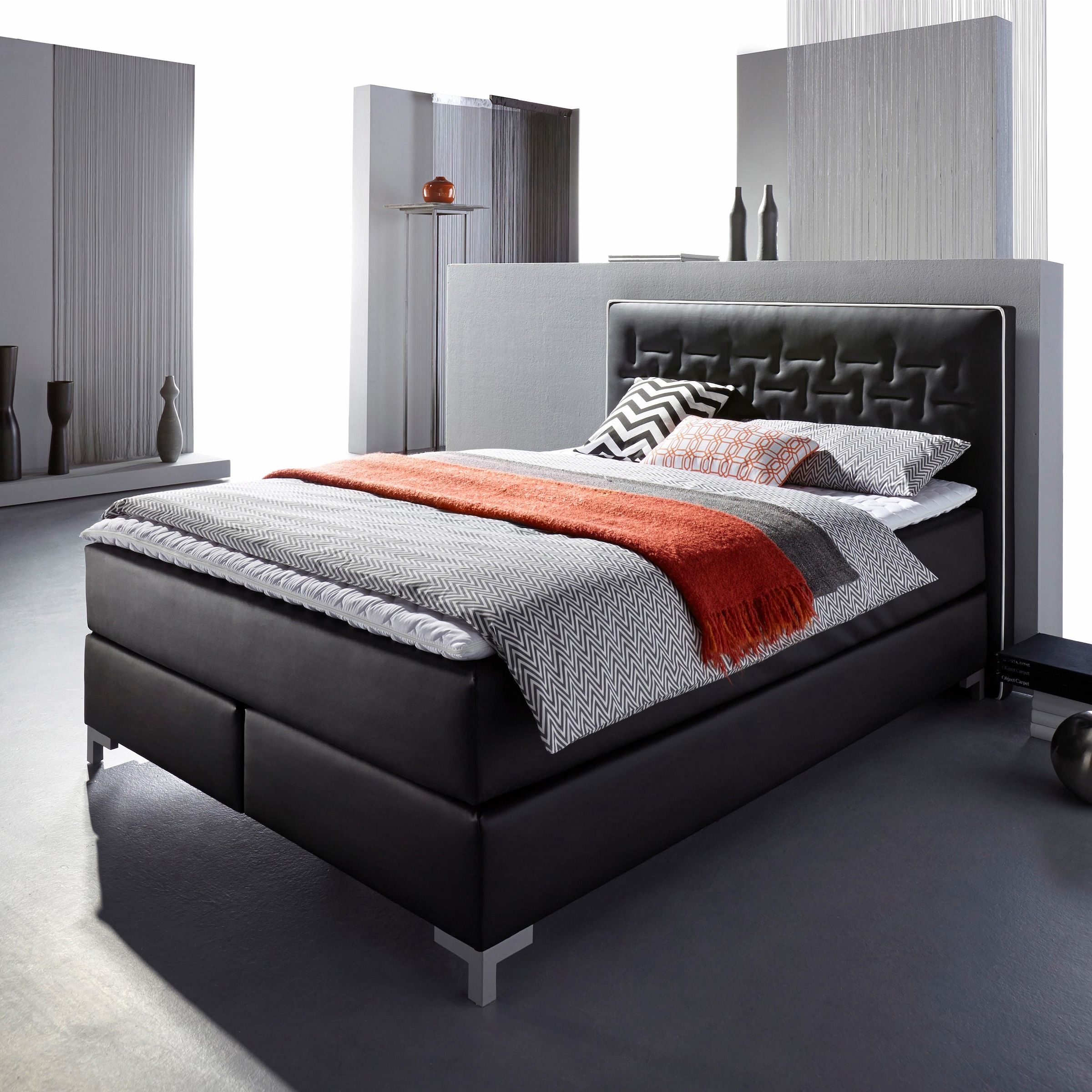 Home affaire Boxspringbett "Coos" mit besonderer Steppung im Kopfteil, 3 Ma günstig online kaufen