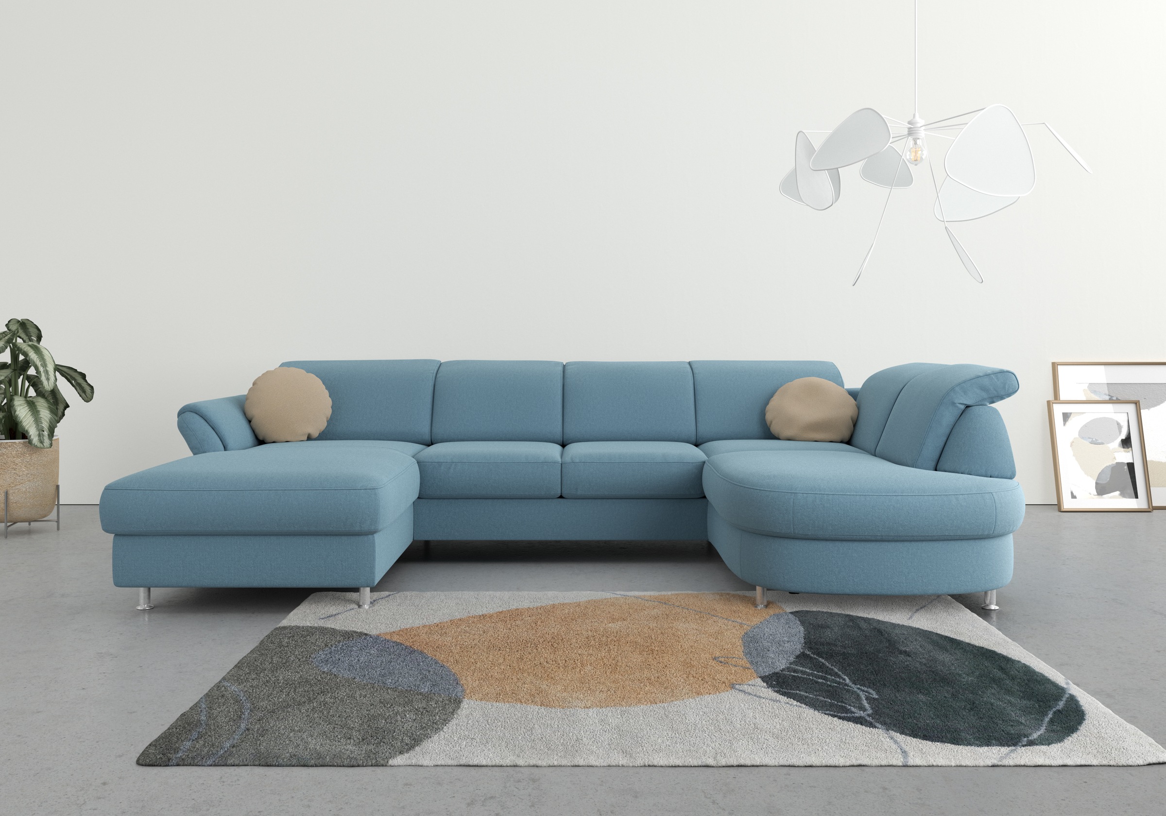 sit&more Wohnlandschaft "Apulia U-Form" wahlweise Schlaffunktion, Bettkasten und Kopf- und Armteilverstellung
