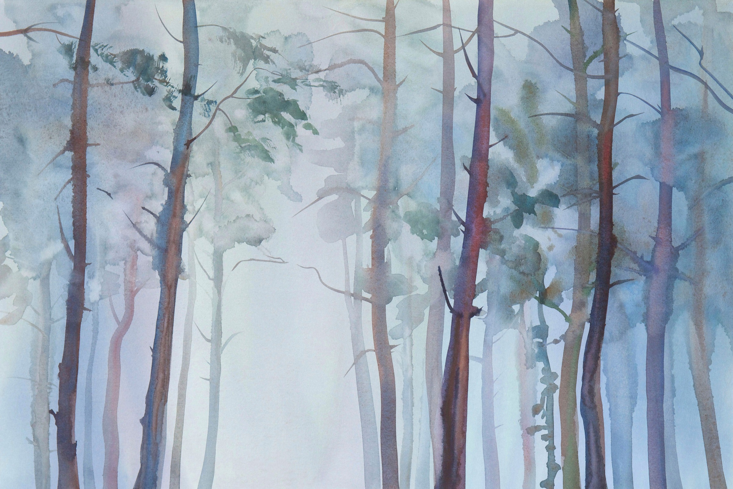 A.S. Création Leinwandbild »Aquarelle Forest«, Wald, (1 St.), Aquarell Bild Keilrahmen Wald