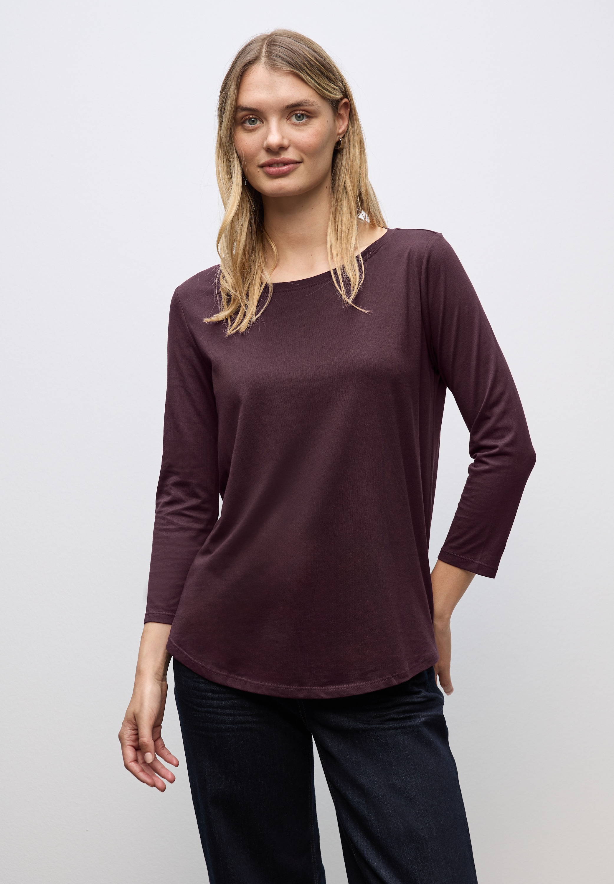 STREET ONE Langarmshirt in Unifarbe