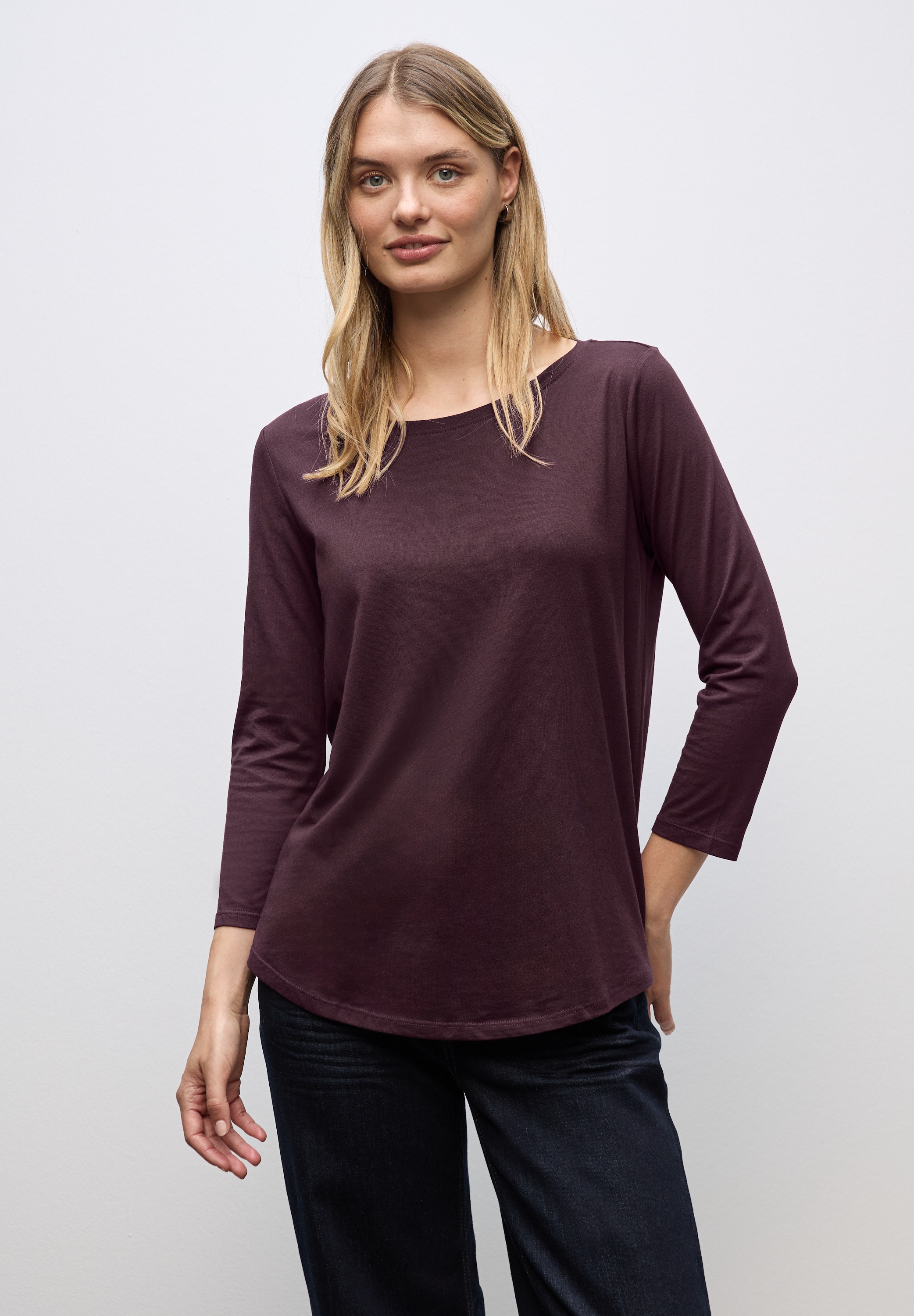 STREET ONE Langarmshirt in Unifarbe günstig online kaufen