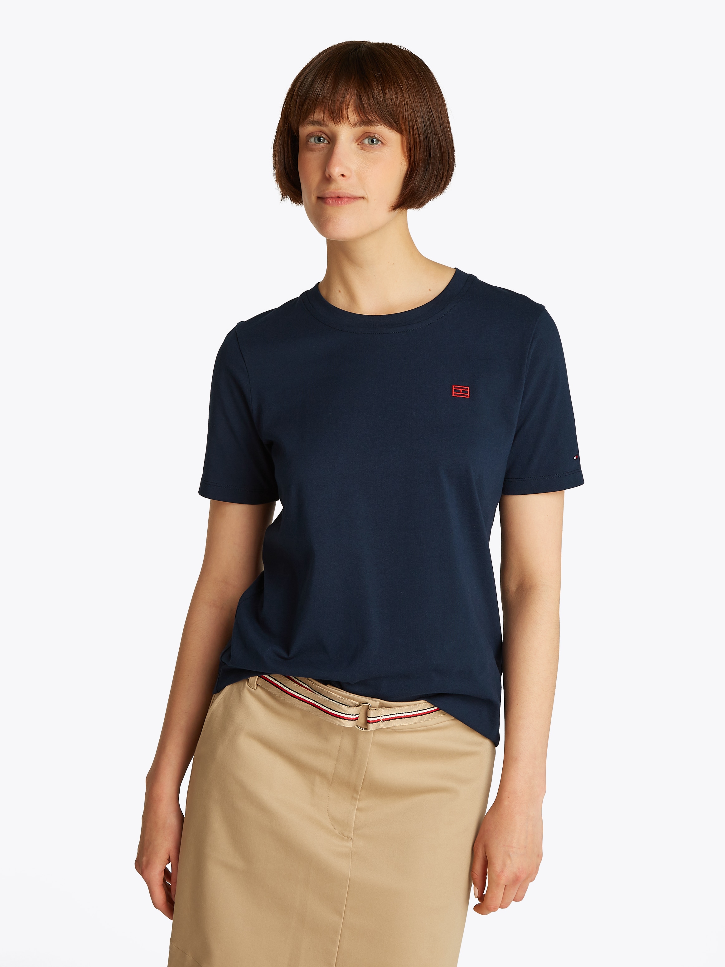 Tommy Hilfiger T-Shirt "REG CONTRAST FLAG SS TEE", mit Logostickerei günstig online kaufen