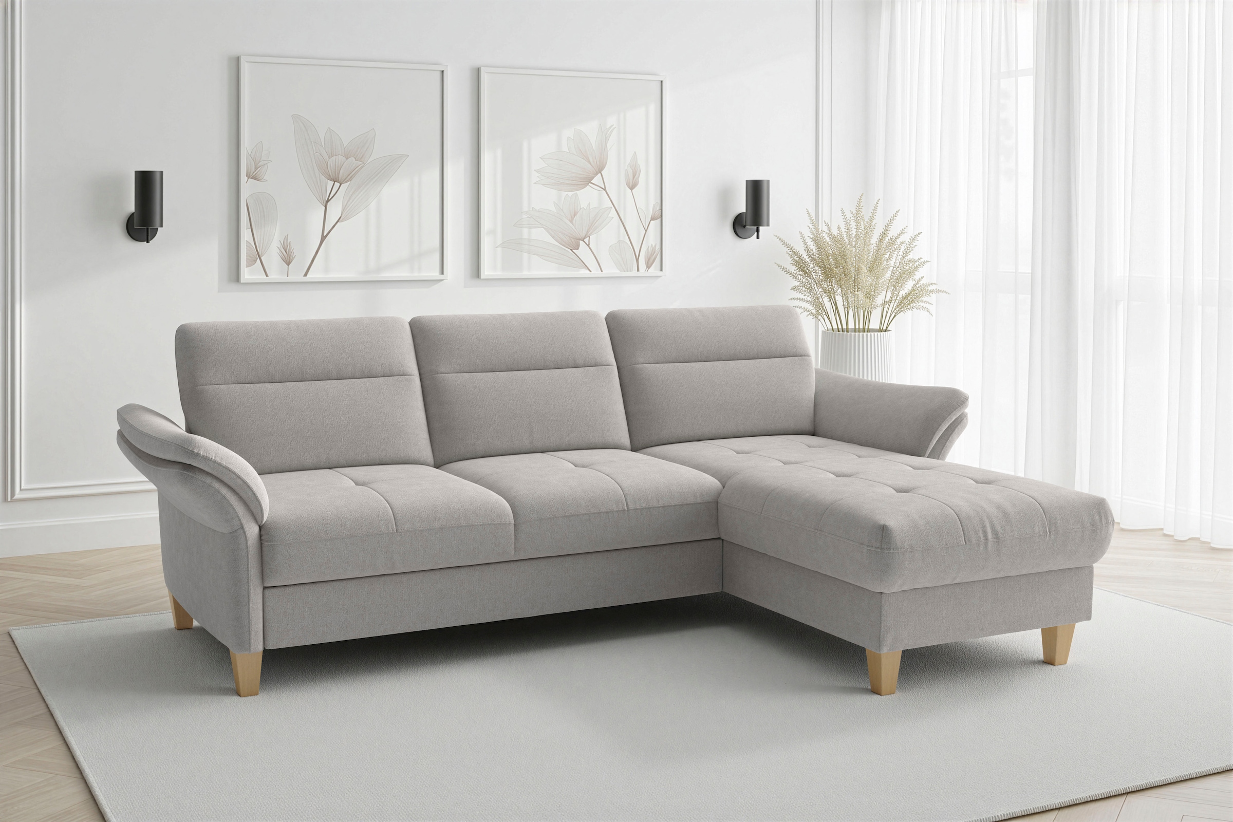 sit&more Ecksofa "Pamela L-Form, B: 230 cm, optional Schlaffunktion & Bettkasten" mit Federkern und Liegefläche aus Originalstoff