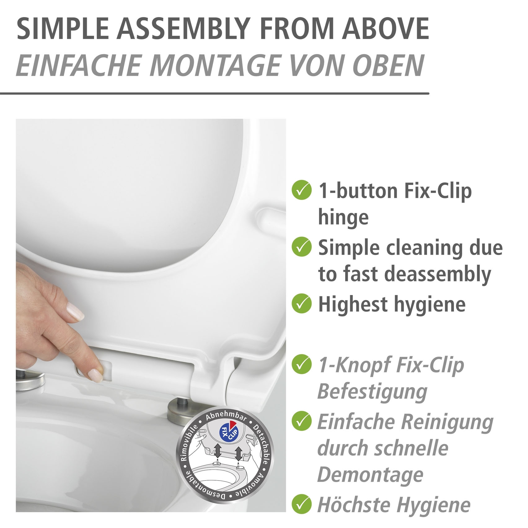 WENKO WC-Sitz »Agate« mit Relief, aus antibakteriellem Duroplast
