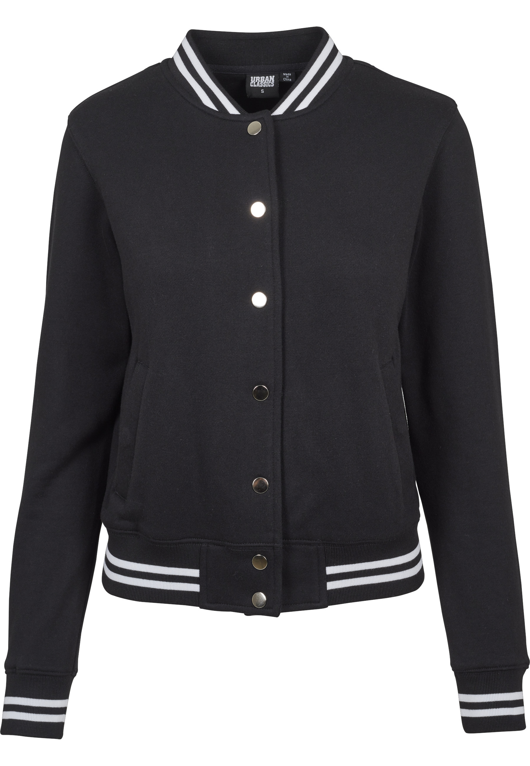 URBAN CLASSICS Fleecejacke "Urban Classics Damen Ladies College Sweat Jacket" 1 Stk. tlg. ohne Kapuze