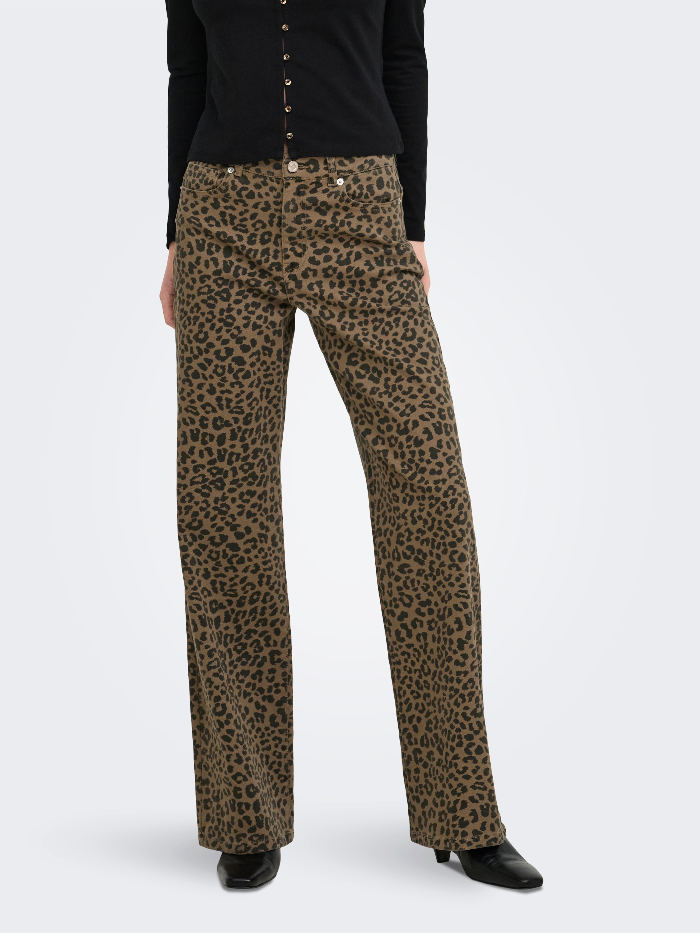 ONLY High-waist-Jeans »ONLMADISON HW WIDE ANIMAL PANT CC PNT« Baumwollmischung