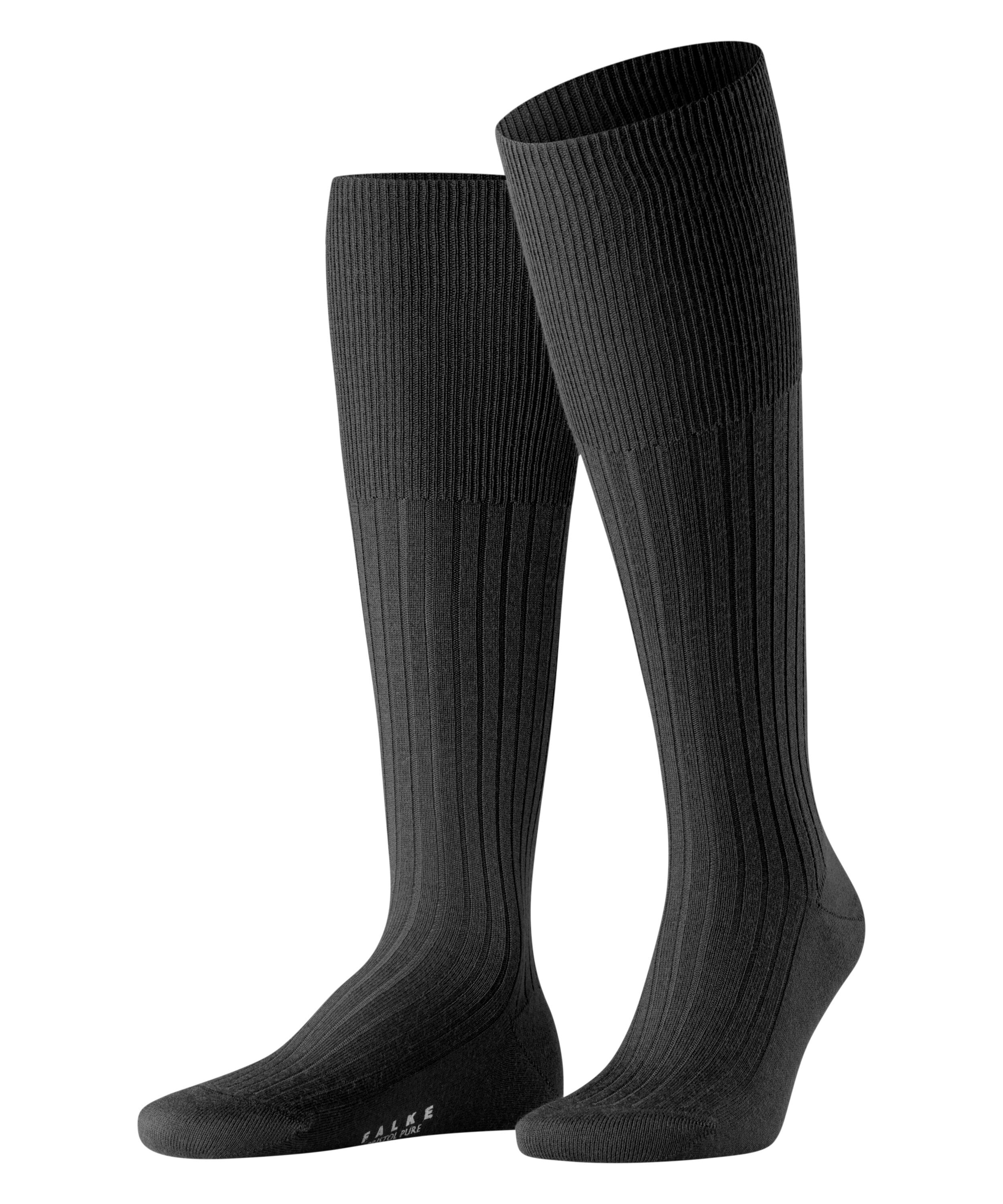 FALKE Kniestrümpfe "Bristol Pure" mit Merinowolle und Seide, feine Rippenstruktur