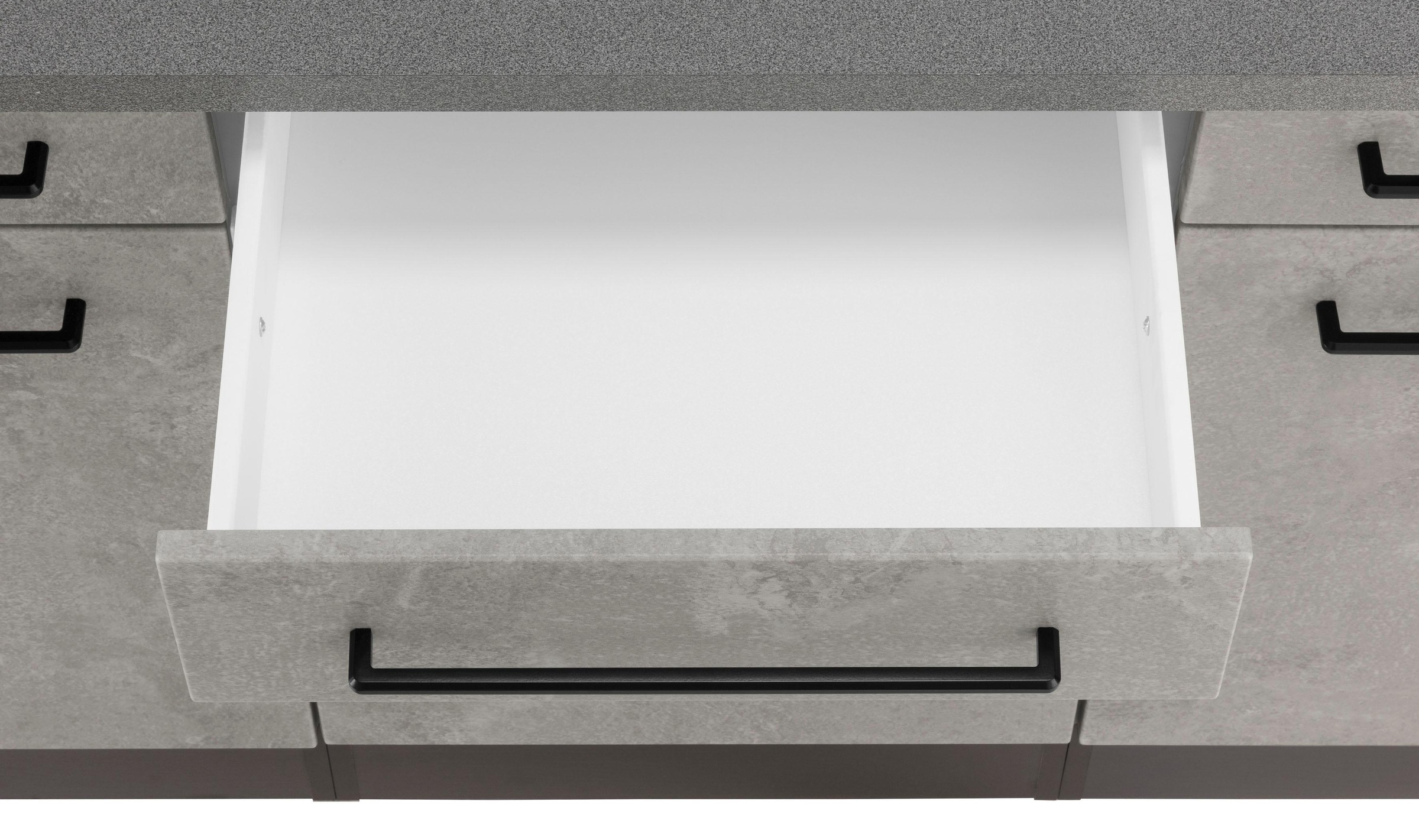 KOCHSTATION Küchenzeile »KS-Tulsa«, mit E-Geräten, Breite 320 cm, schwarze Metallgriffe, MDF Fronten