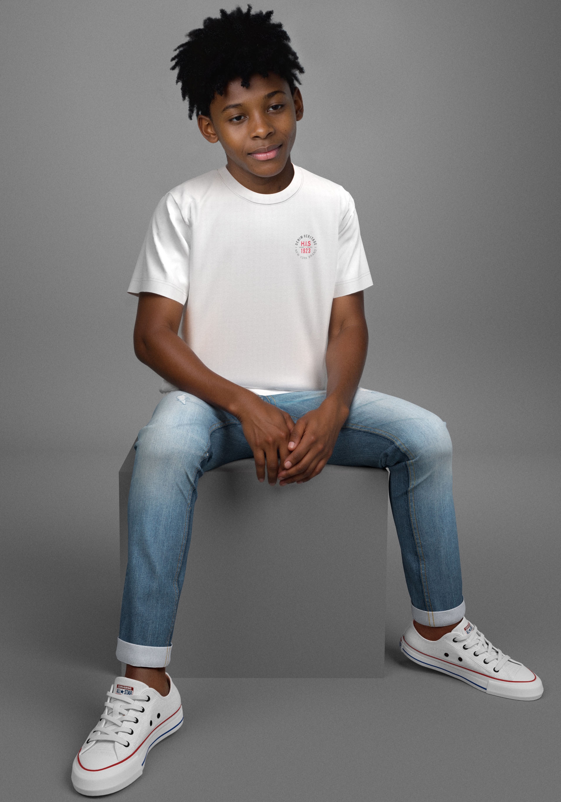 H.I.S T-Shirt »2 T-Shirts mit Logoprint«, (Packung, 2 tlg.), NEU: HIS für TEENS! 2er Pack T-Shirts
