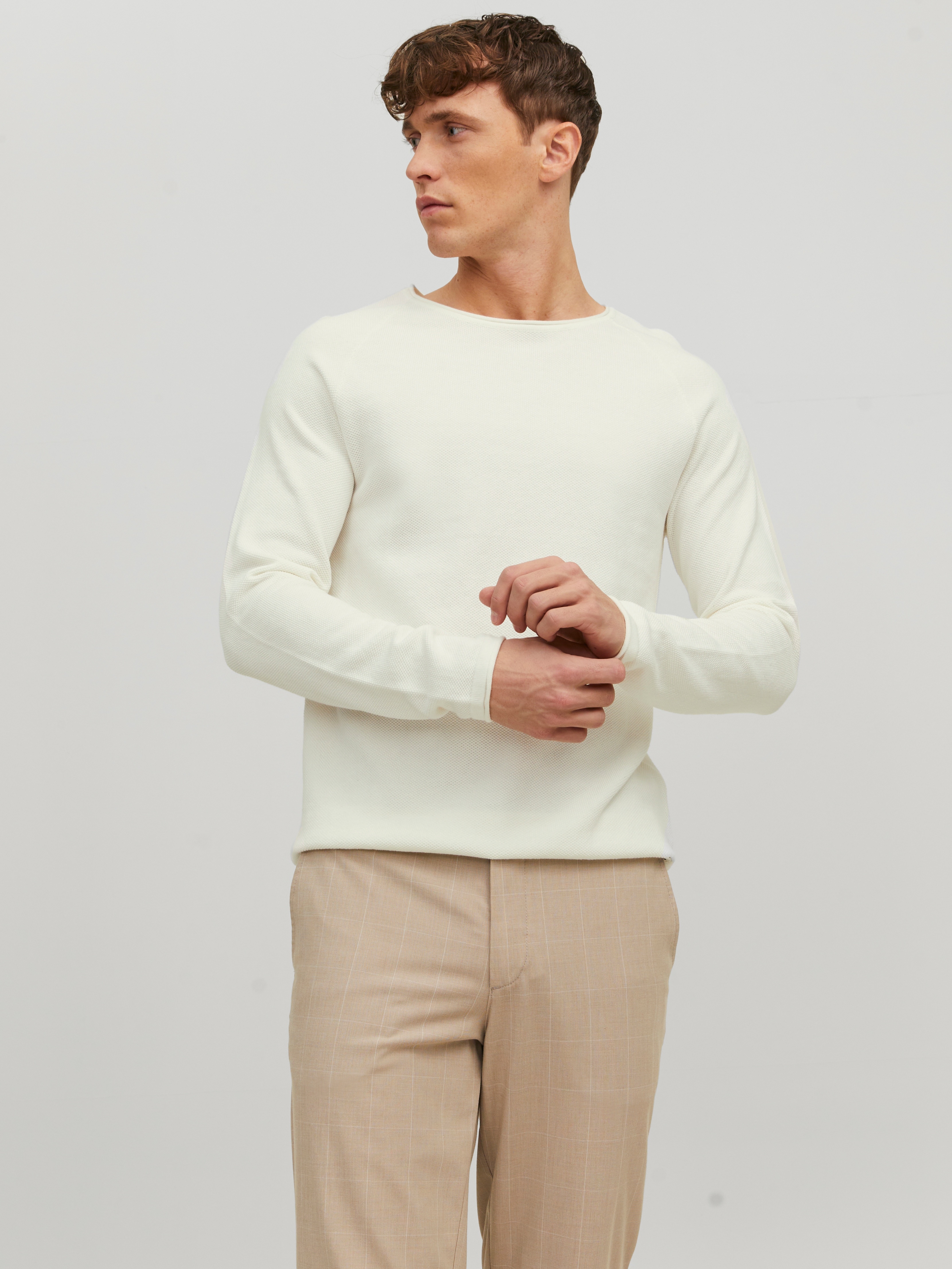 Jack & Jones Rundhalspullover "JJEHILL KNIT CREW NECK NOOS" Baumwolle, regular fit