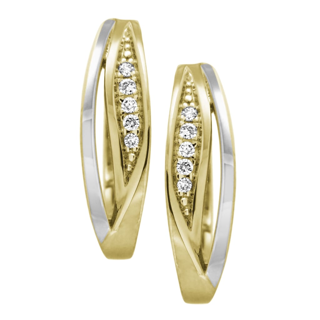 Firetti Paar Creolen »Schmuck Geschenk Gold 333 in Bicolor-Optik«, mit Brillant - Verschnittfassung