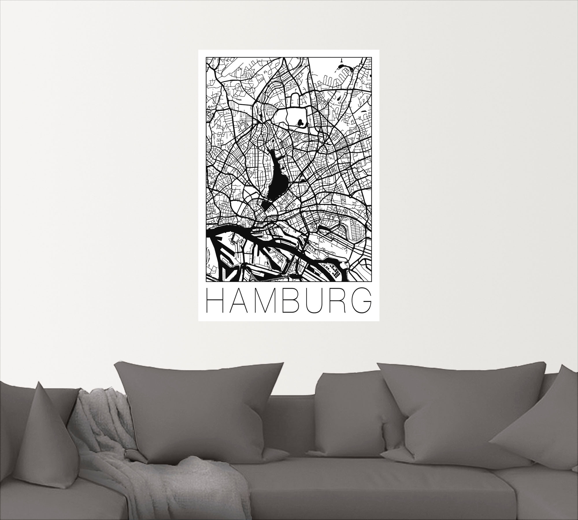 Artland Wandbild »Retro Karte Hamburg versch. Wandaufkleber oder Alubild, Poster in BAUR Leinwandbild, | St.), als (1 Deutschland, Größen Deutschland«, kaufen