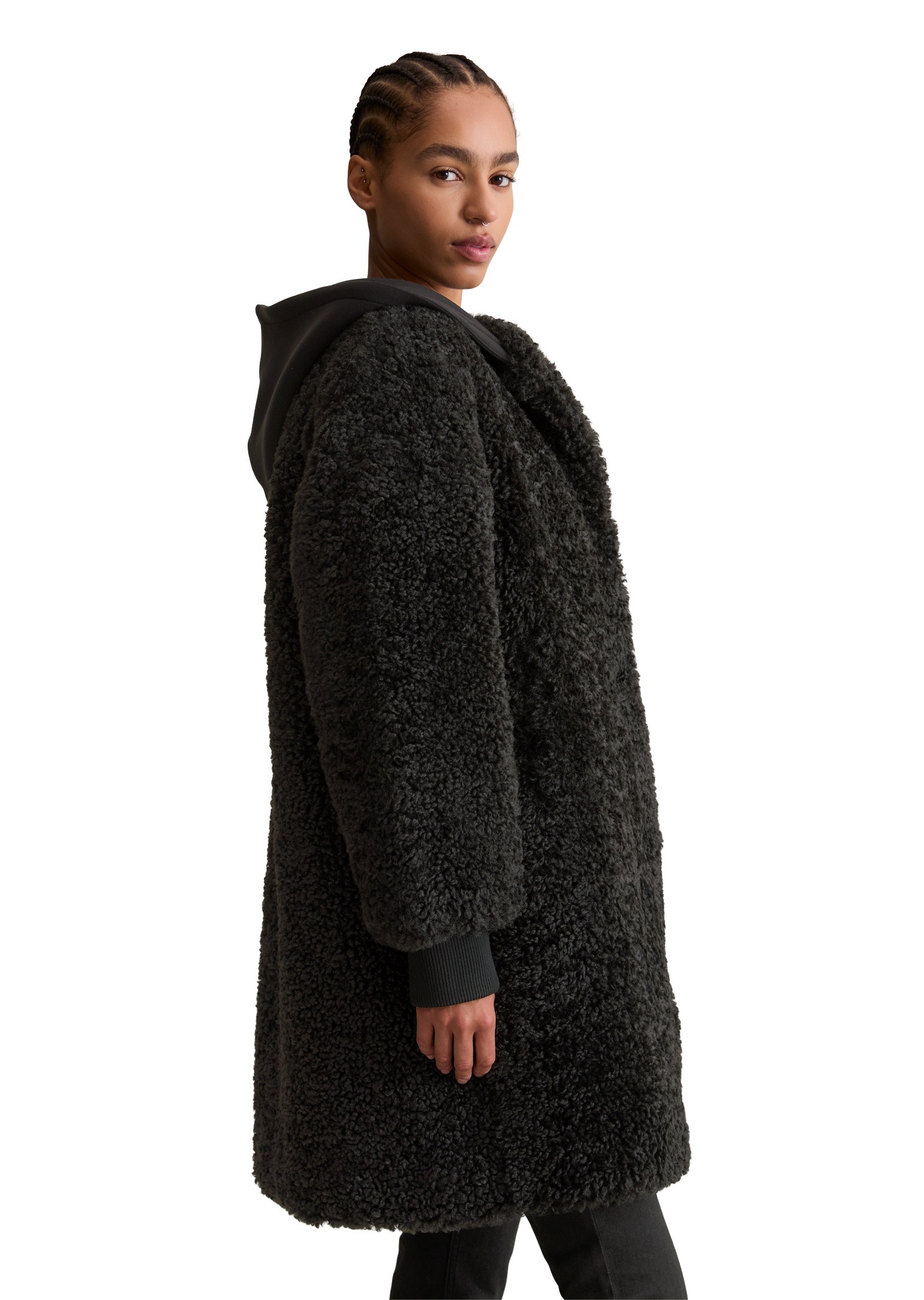 Marc OPolo DENIM Fellimitatmantel "mit Scuba-Jersey-Kapuze" günstig online kaufen