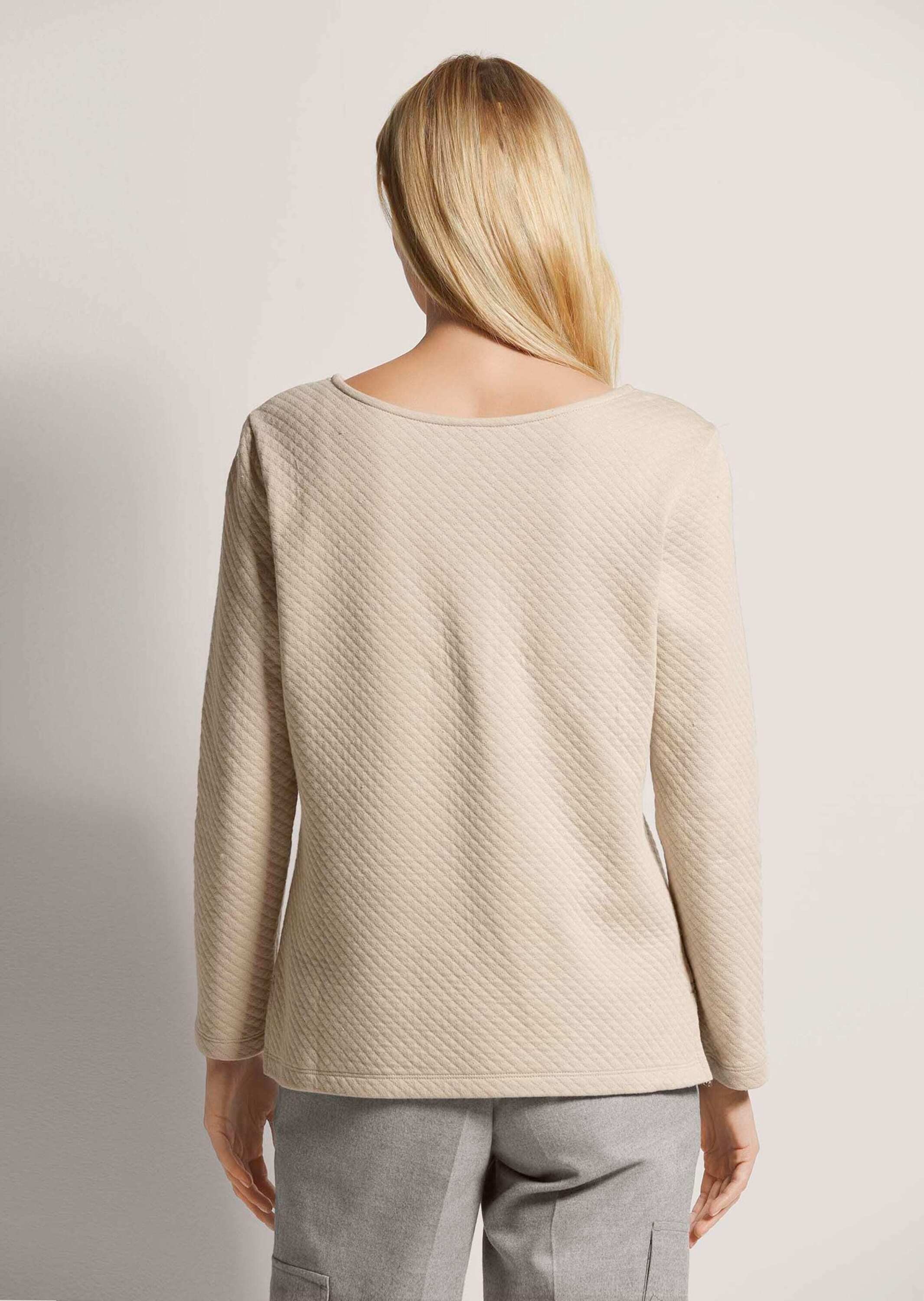 Langarmshirt MADELEINE "Sweatshirt Sweatshirt mit Struktur", Damen, Gr. 40, beige (cappuccino), Obermaterial: 70% Baumwolle CO. 30% Polyester PES., Modern, normal, Shirts Langarmshirt 3