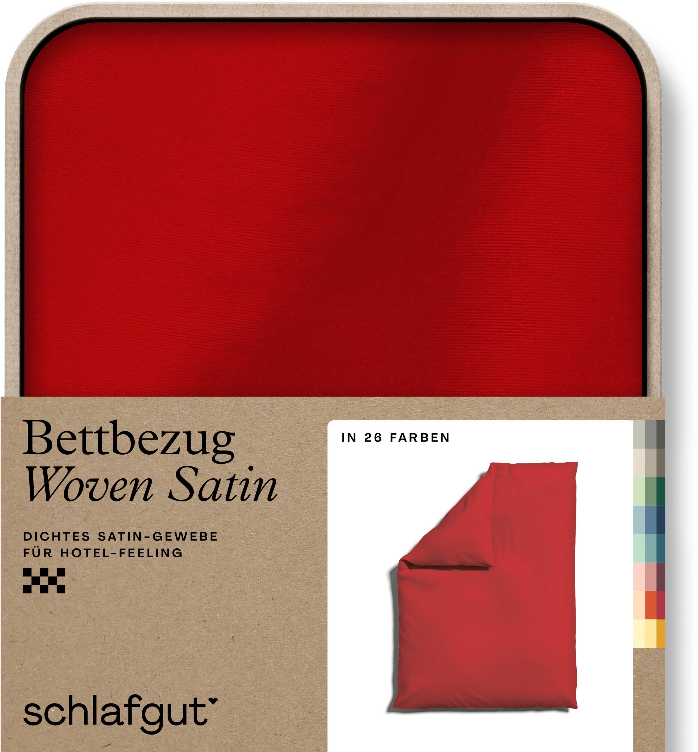 Bettbezug SCHLAFGUT, L:200cm, rot, Mako-Satin, Obermaterial: 100% Baumwolle, Bettbezüge, "Woven Satin", besonders dicht gewebt, Mix & Match: