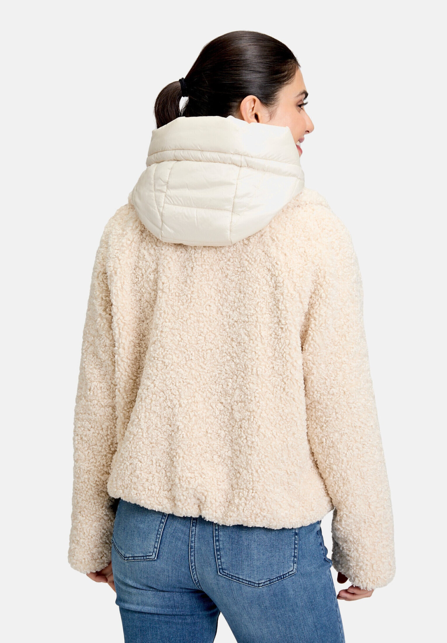 Amber & June Plüschjacke »Damen mit abnehmbarem Westenteil« mit Kapuze