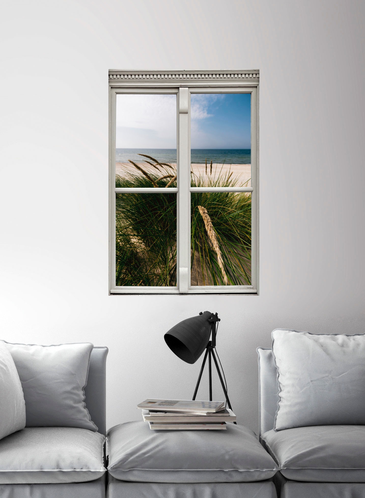 queence Wandsticker »Strand«, Wandsticker, Wandbild, selbstklebend, 3D, Fenster