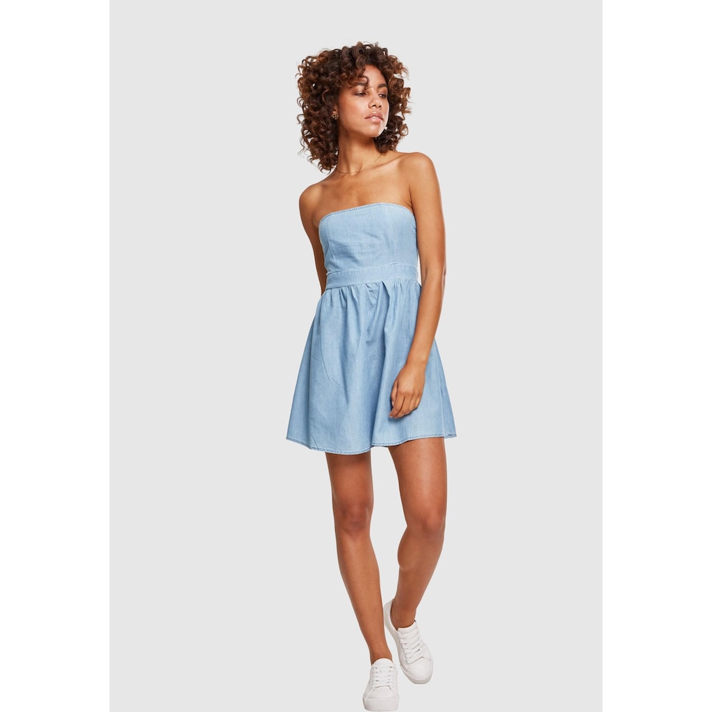 URBAN CLASSICS Shirtkleid »Urban Classics Damen Ladies Denim Bandeau Dress«, (1 tlg.)