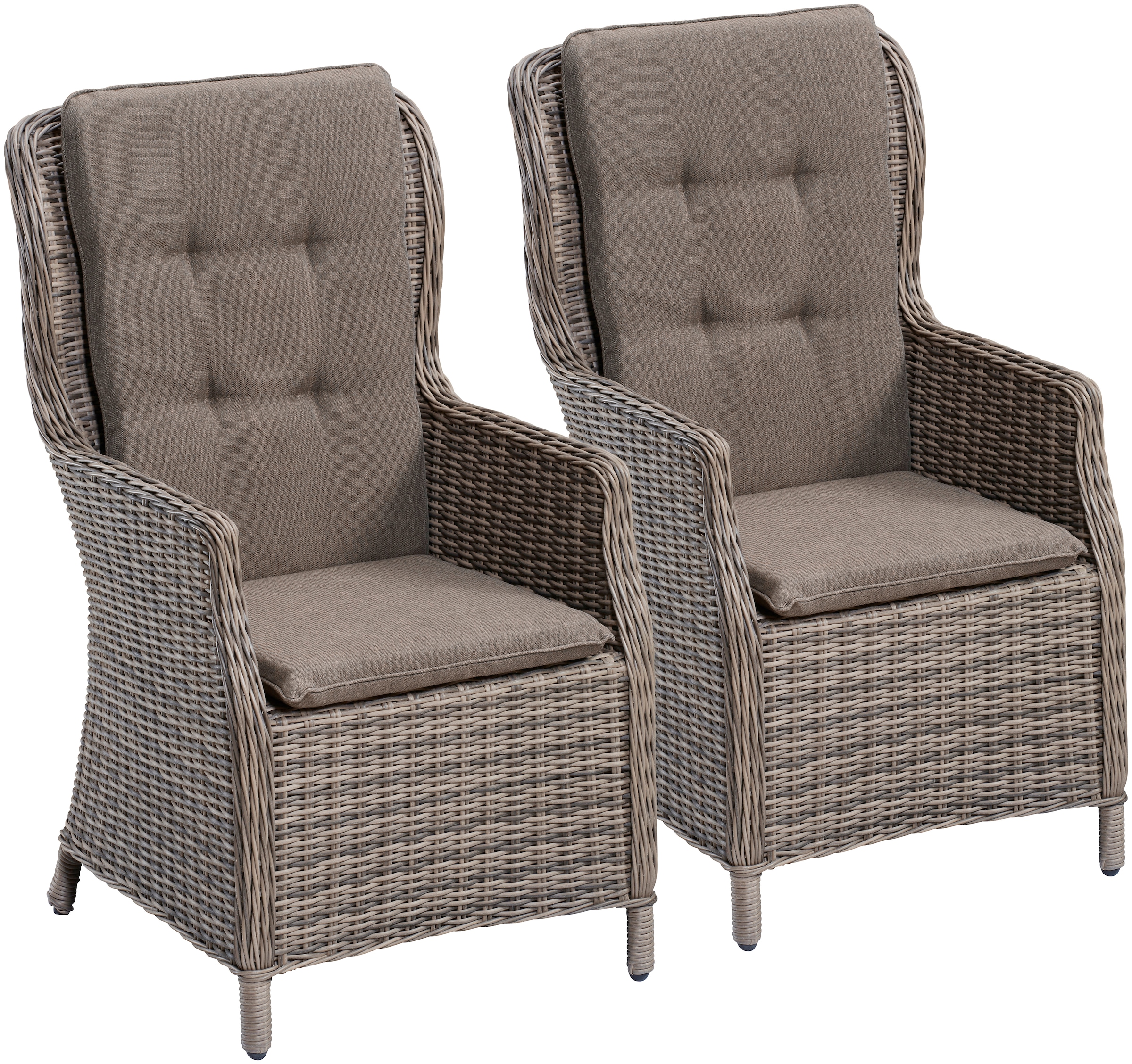 Gartenstuhl MERXX "Riviera", beige (natur), B:59cm H:106cm T:70cm, Rattan, Stühle, Gartenstuhl, 2er Set, Polyrattan, Stahl