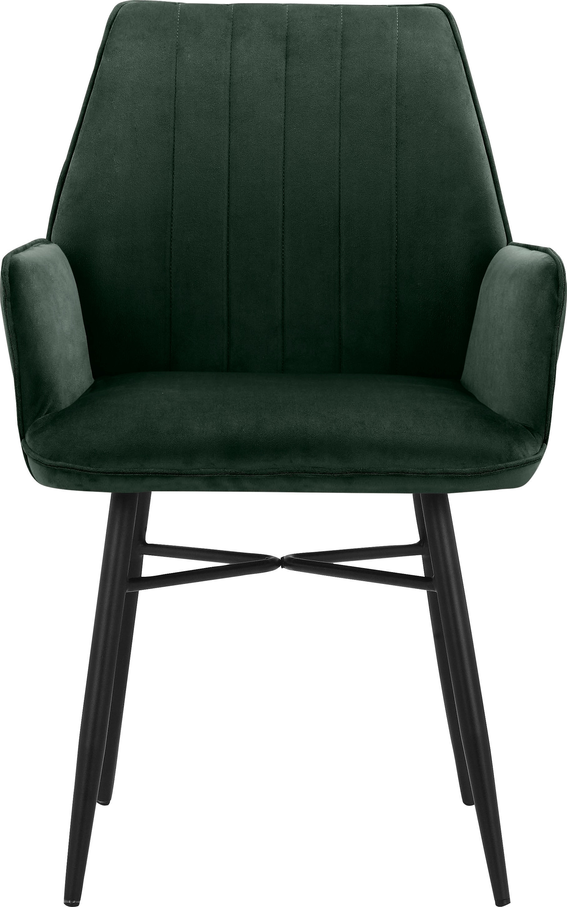 Leonique Esszimmerstuhl »Hrodwyn«, 2 St., Veloursstoff, Sitz gepolstert, mit horizontale Nähten am Rücken, Sitzhöhe 52 cm