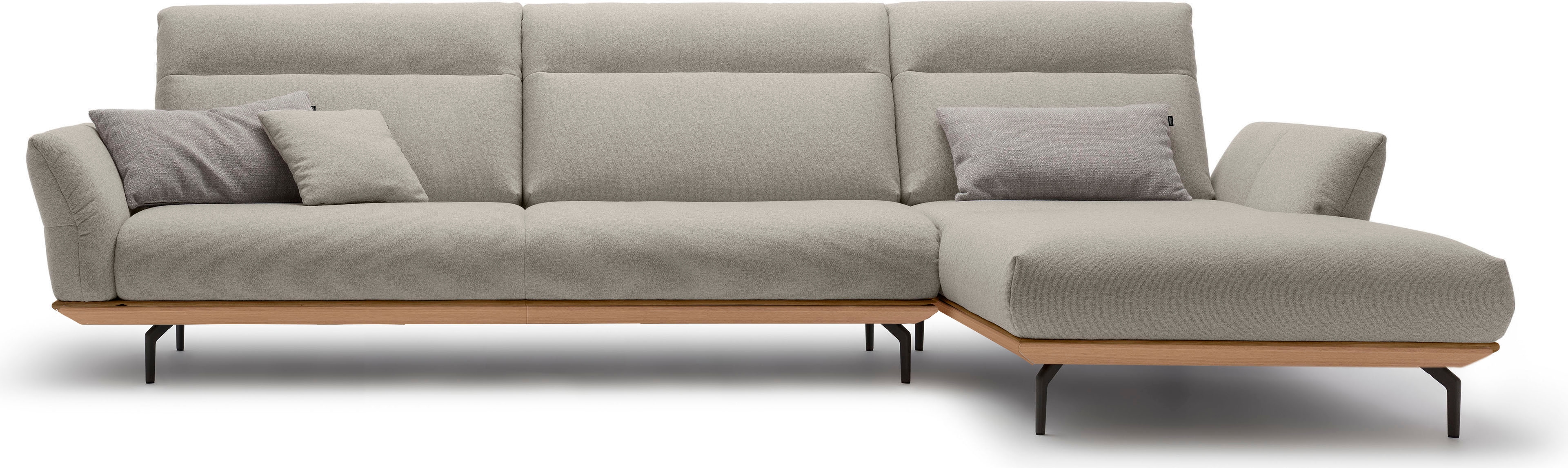 Creation BY ROLF BENZ Ecksofa "CR.460, Design-Sofa der Extraklasse, verstellbare Rückenlehne, L-Form" Sockel in Eiche, Winkelfüße in Umbragrau, Breite 338 cm