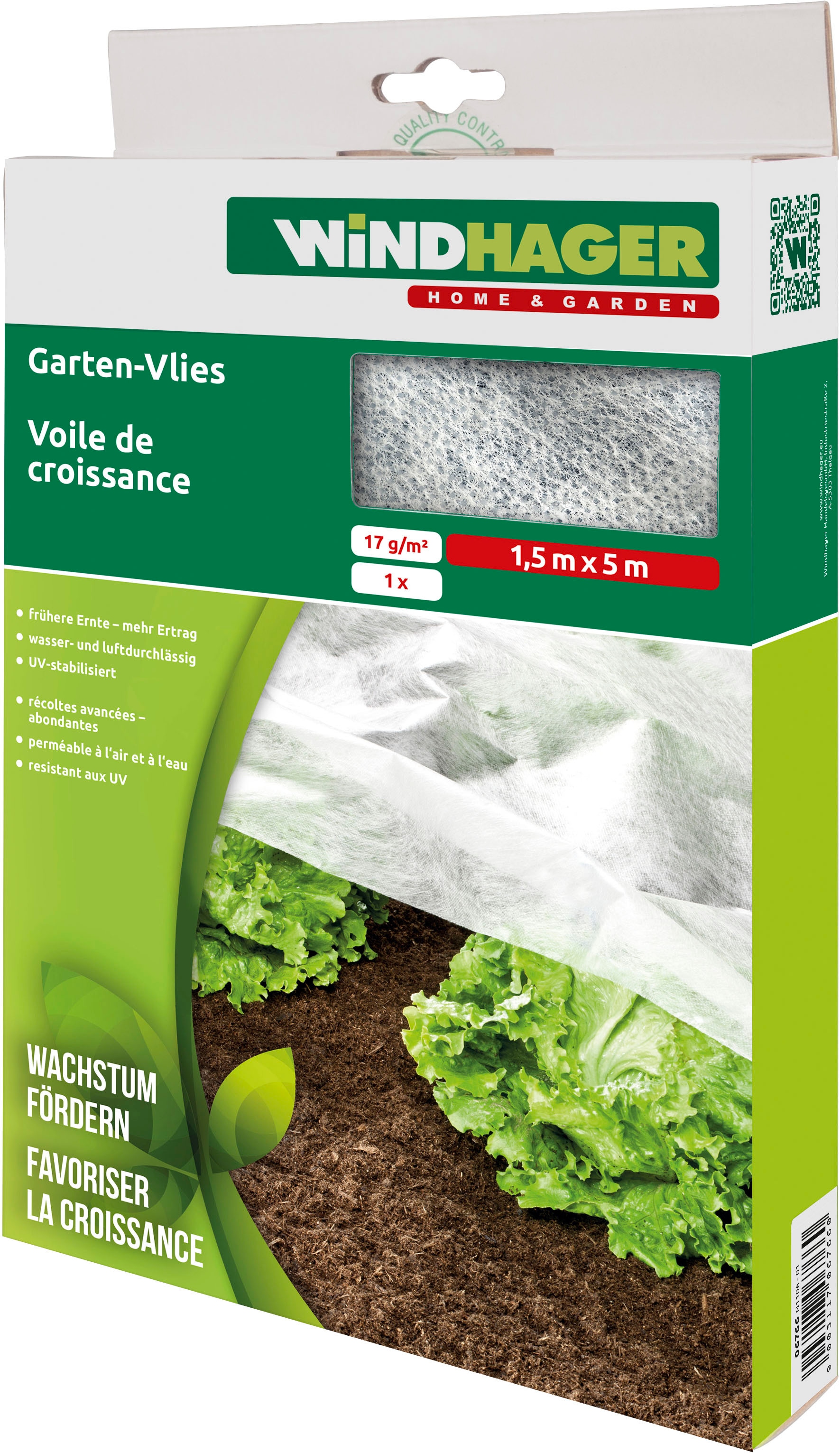 Windhager Gartenvlies »Standard für gesundes Wachstum, Gartenfolie« 1 Stk. tlg. Abdeckvlies erhältlich in 5 x 1,5 m oder 10 x 1,5 m, 17 g/m², weiß