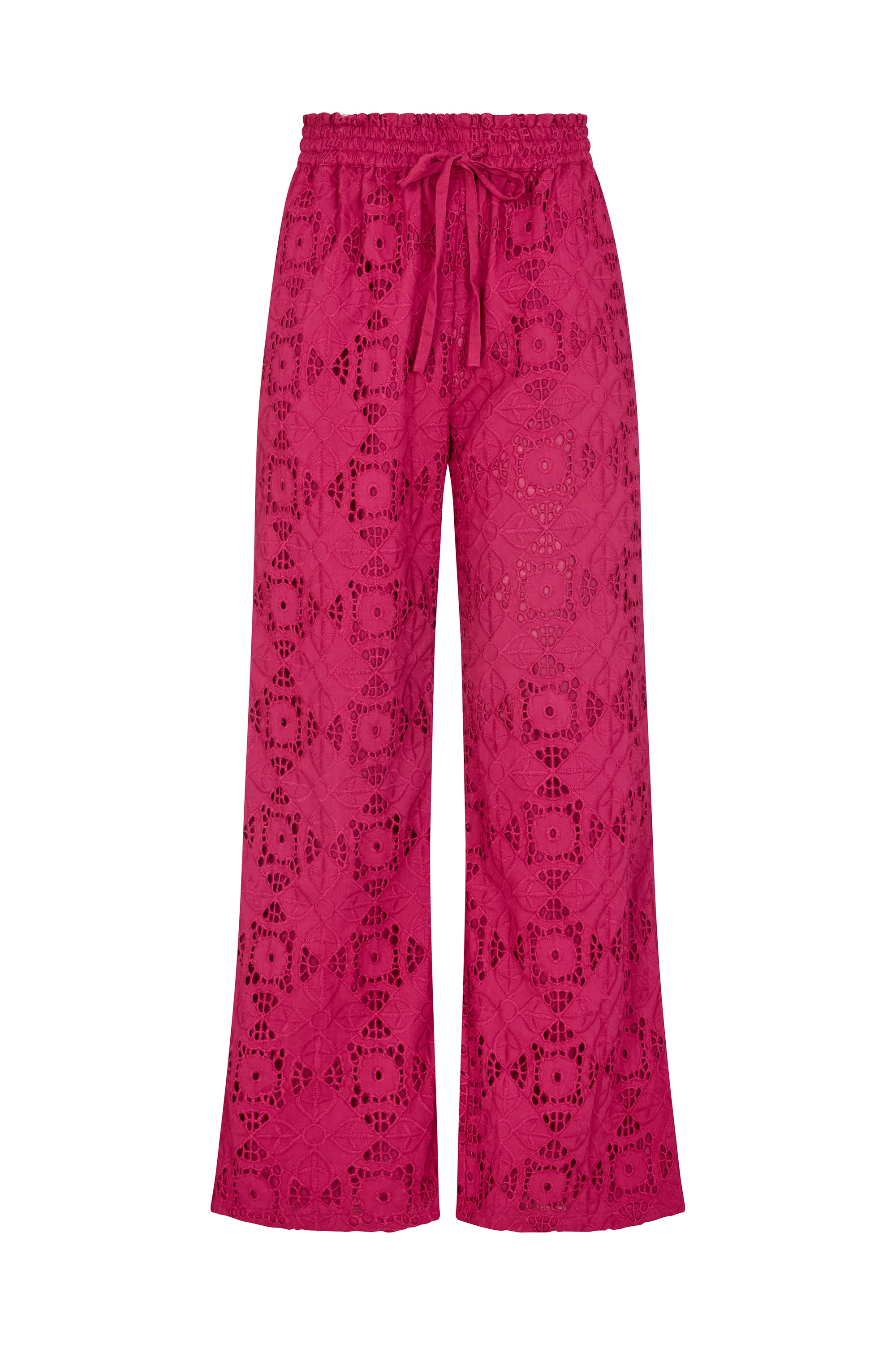 RAFFYA Jerseyhose "Opal Broderie Anglaise Wide Leg Trouser Damen" günstig online kaufen