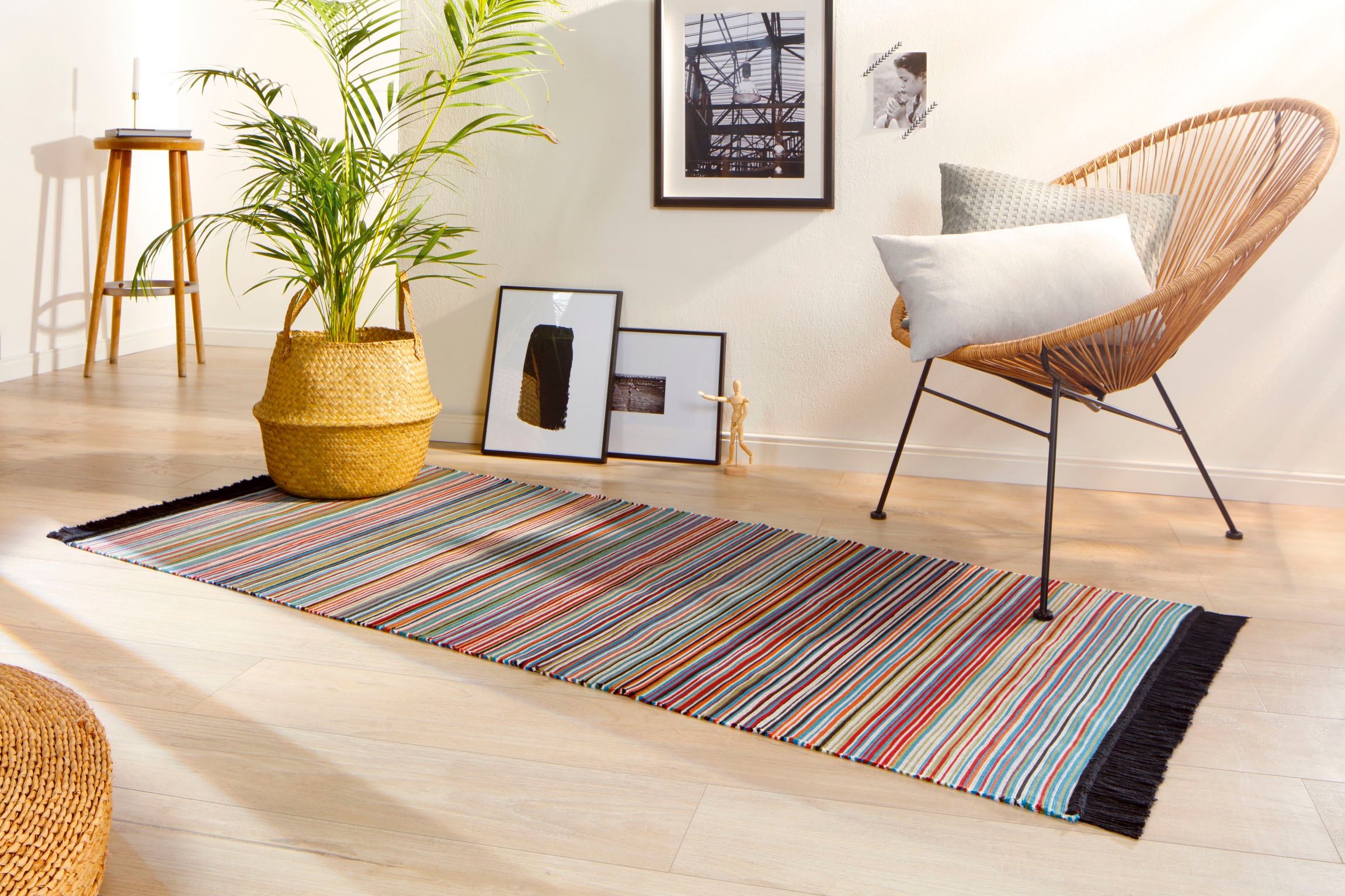 waschbar Design, »Stripe«, Fransen, Biederlack Teppich-Läufer, | mit Läufer BAUR rechteckig, Streifen modernes