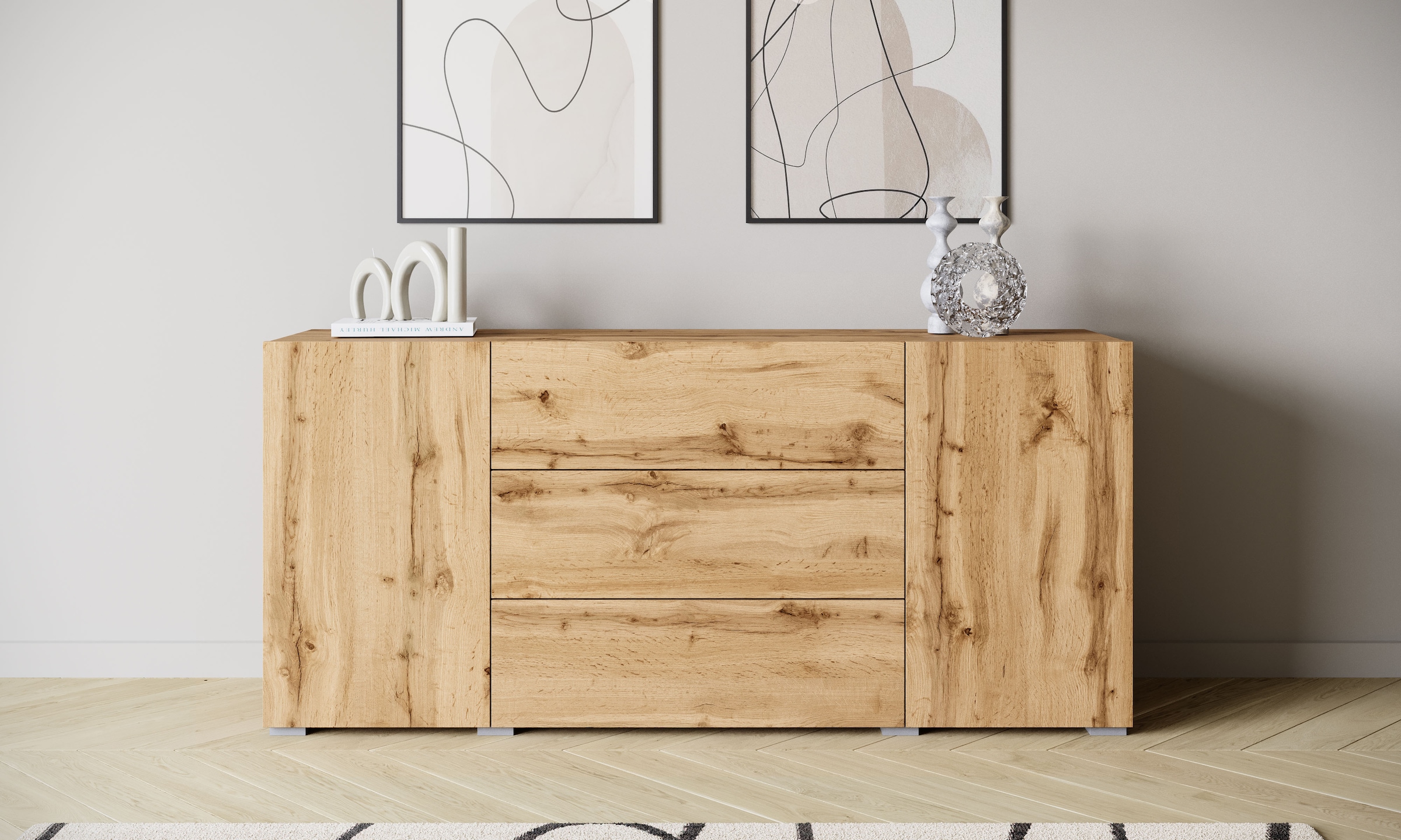 Home affaire Sideboard "BERLIN" Moderne grifflose Kommode Breite 150 cm, 4 Schubkästen/ 2 Türen