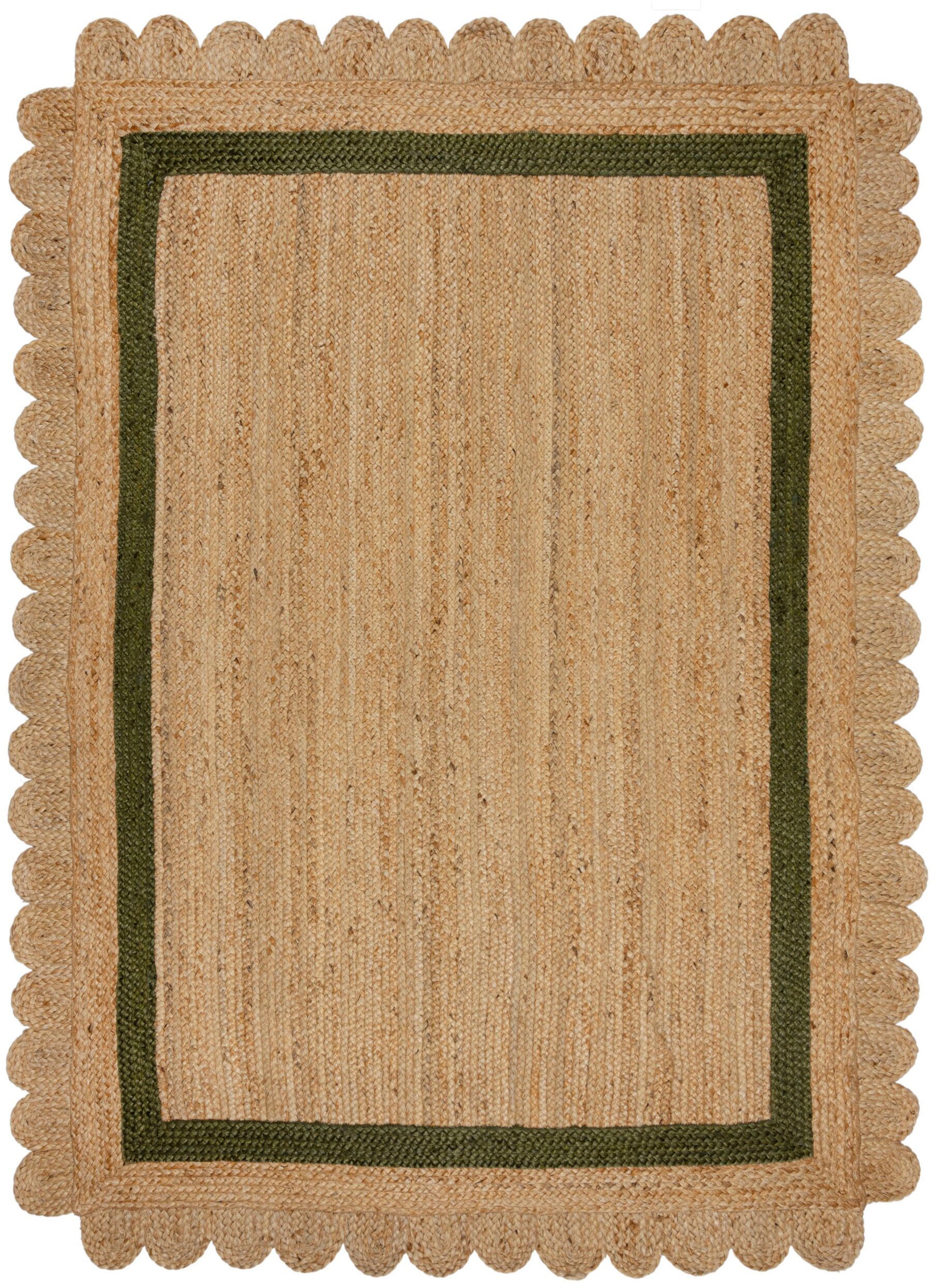 FLAIR RUGS Teppich "Grace aus Jute mit Muschelrandsaum" rechteckig 4 mm Höhe Teppich aus 100% Jute