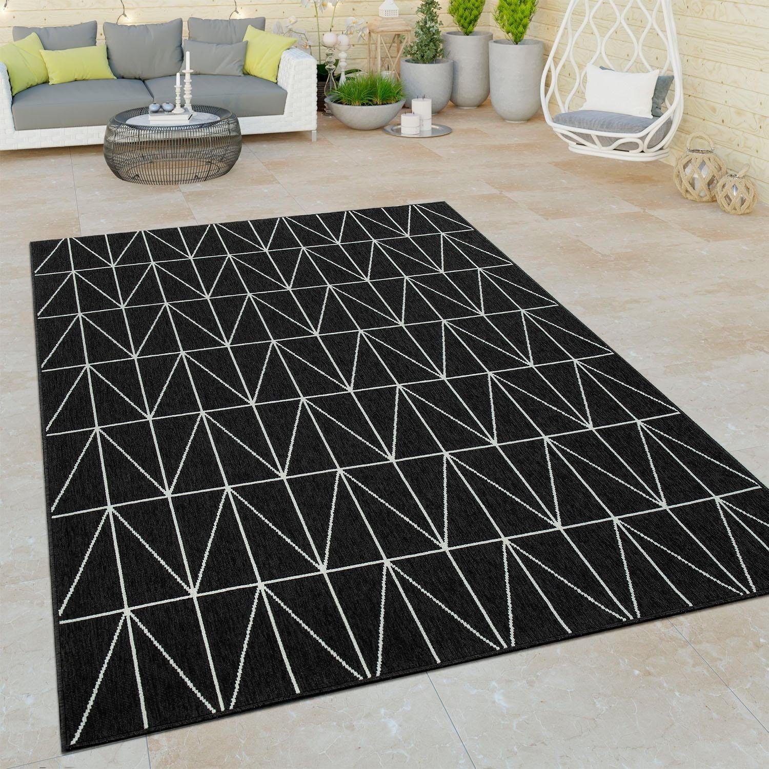 BAUR auf Home und | Muster, In- Teppich Paco modernes 224«, gemetrisches rechteckig, Outdoor Rechnung geeignet »Brugge Flachgewebe,