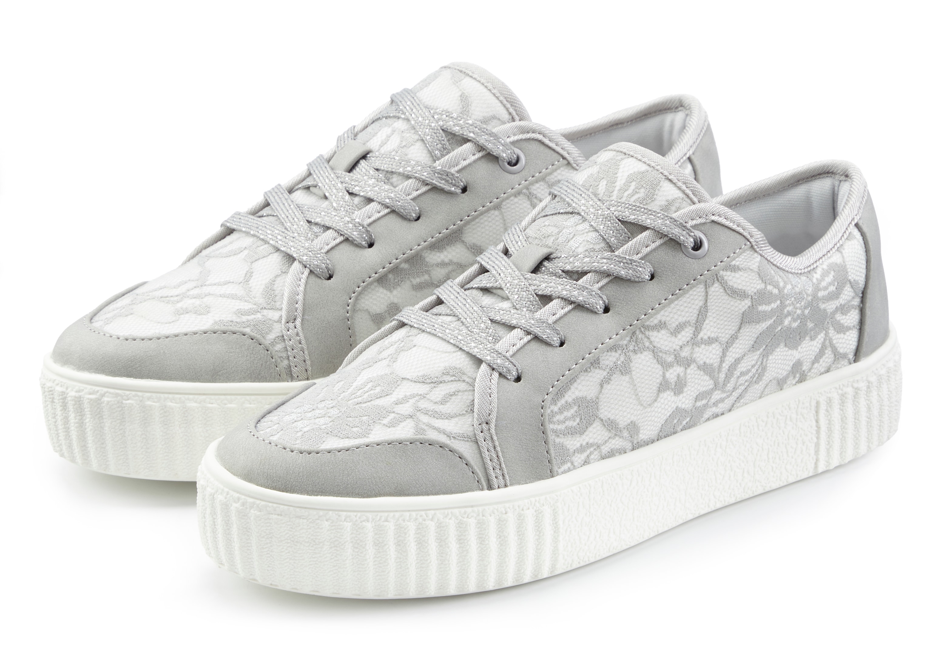 LASCANA "Halbschuh, Sneaker, Slip-On-Sneaker," Material-Mix mit Spitze VEGAN