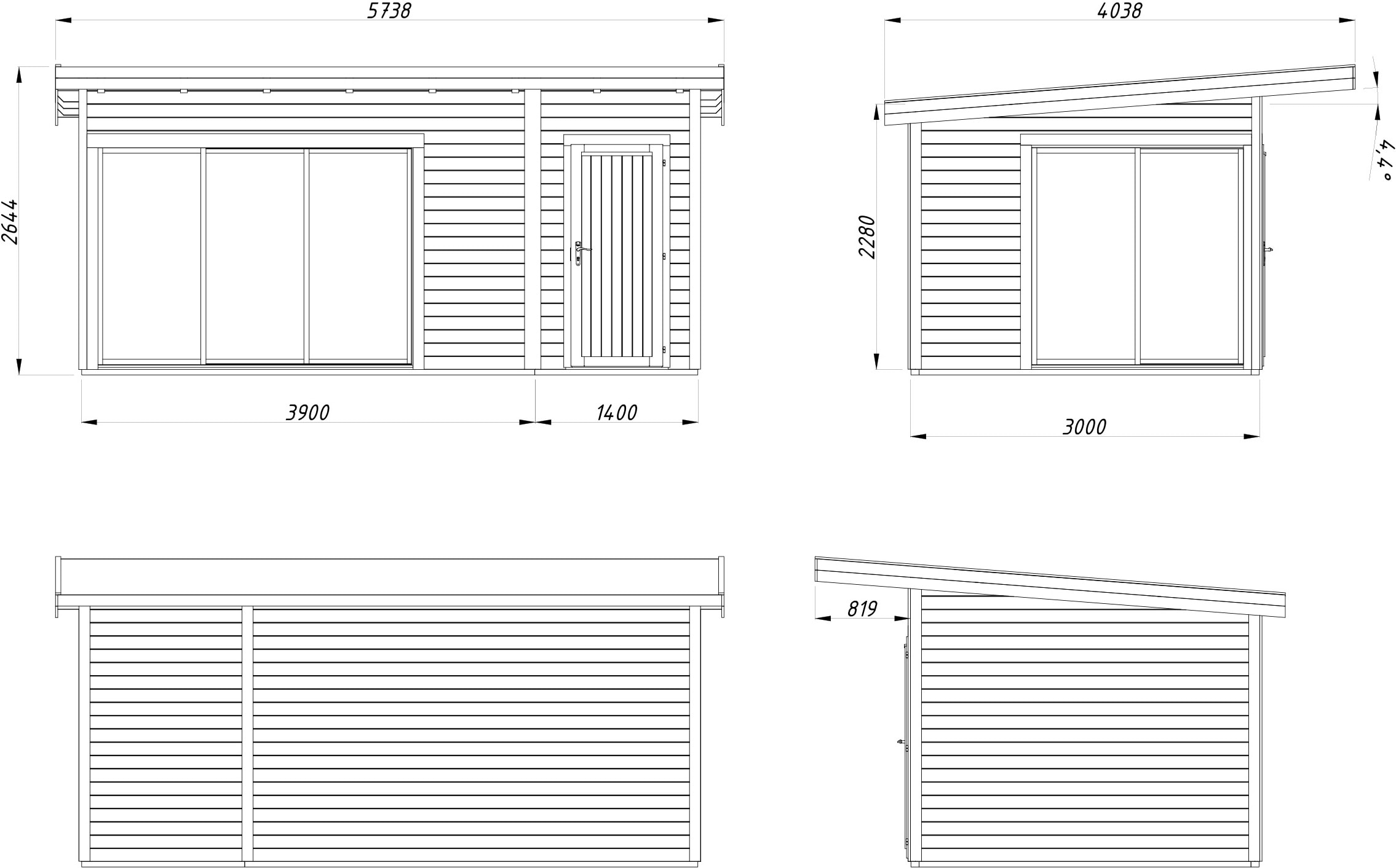 Palmako Gartenhaus »Andrea 15,2 m², Slide«
