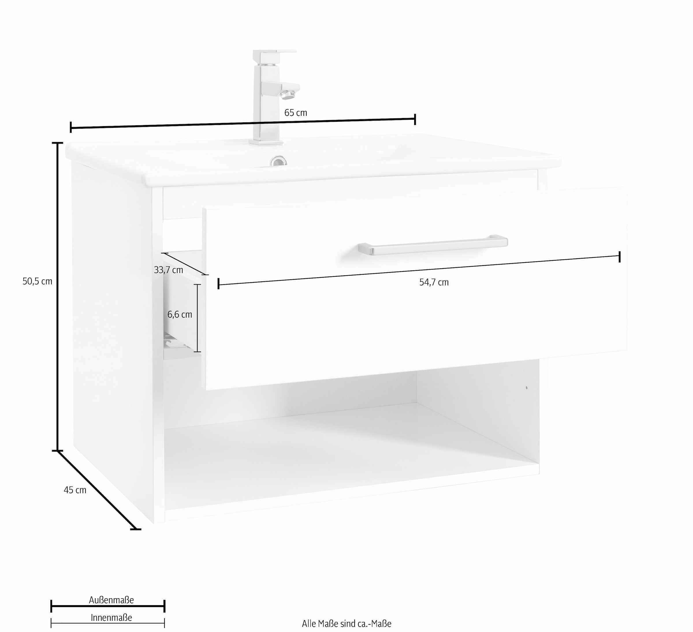 OPTIFIT Waschtisch »Napoli«, mit Soft-Close-Funktion und Rollen, Breite 65 cm