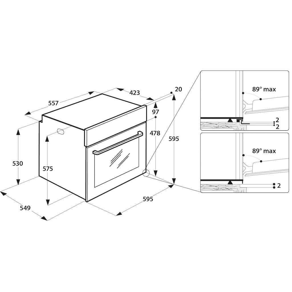 BAUKNECHT Backofen-Set »BAKO VULCANO«, BAR2 KP8V2 IN, mit Backauszug, Pyrolyse-Selbstreinigung