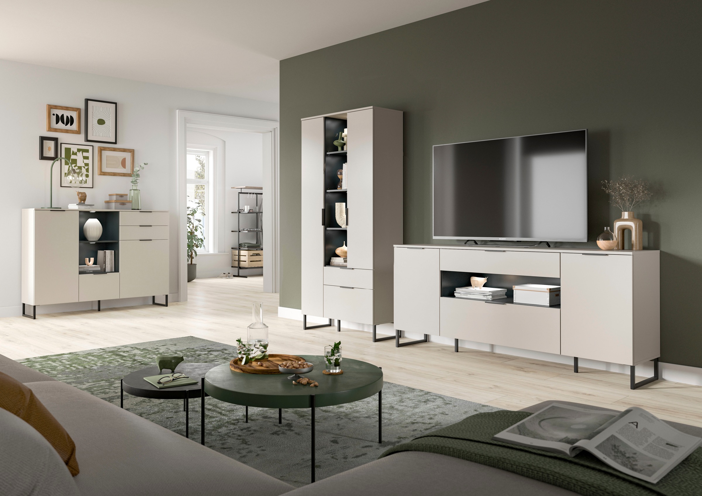 INOSIGN Wohnwand "ADIO, Breite 290 cm, 2-teiliges Set, mit Metall-Kufenfüße günstig online kaufen