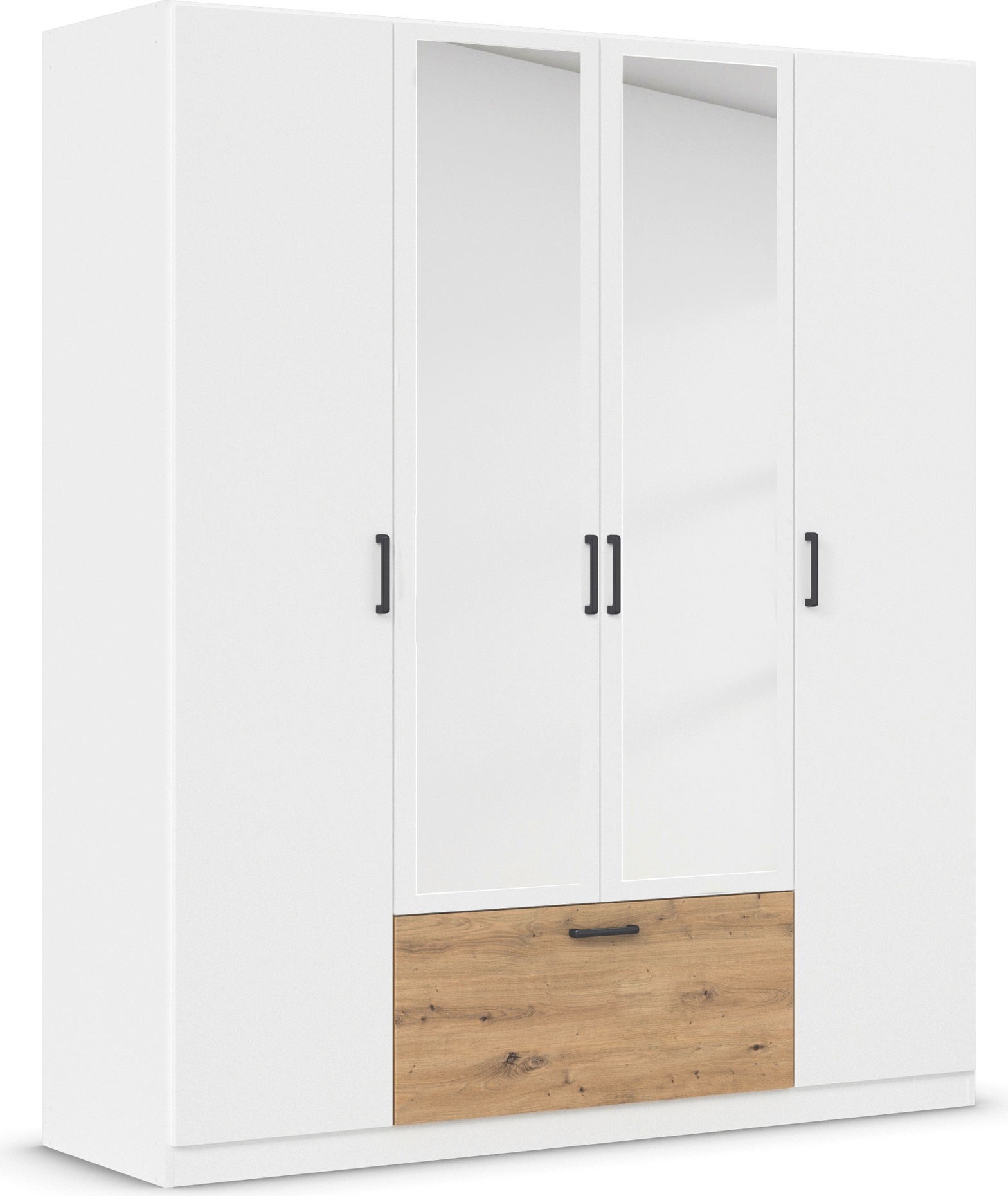 rauch Drehtürenschrank »Kleiderschrank Schrank Garderobe Wäscheschrank BARI mit Spiegel«, mit Schubasten mittig, moderner Griff in Graumetallic MADE IN GERMANY