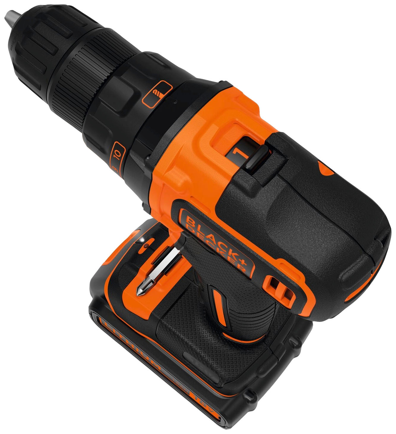 Black + Decker Akku-Bohrschrauber »BDCDD186K«, (Set, 4 tlg.), inkl. Akku, Ladegerät, 1x Doppelbit, Koffer