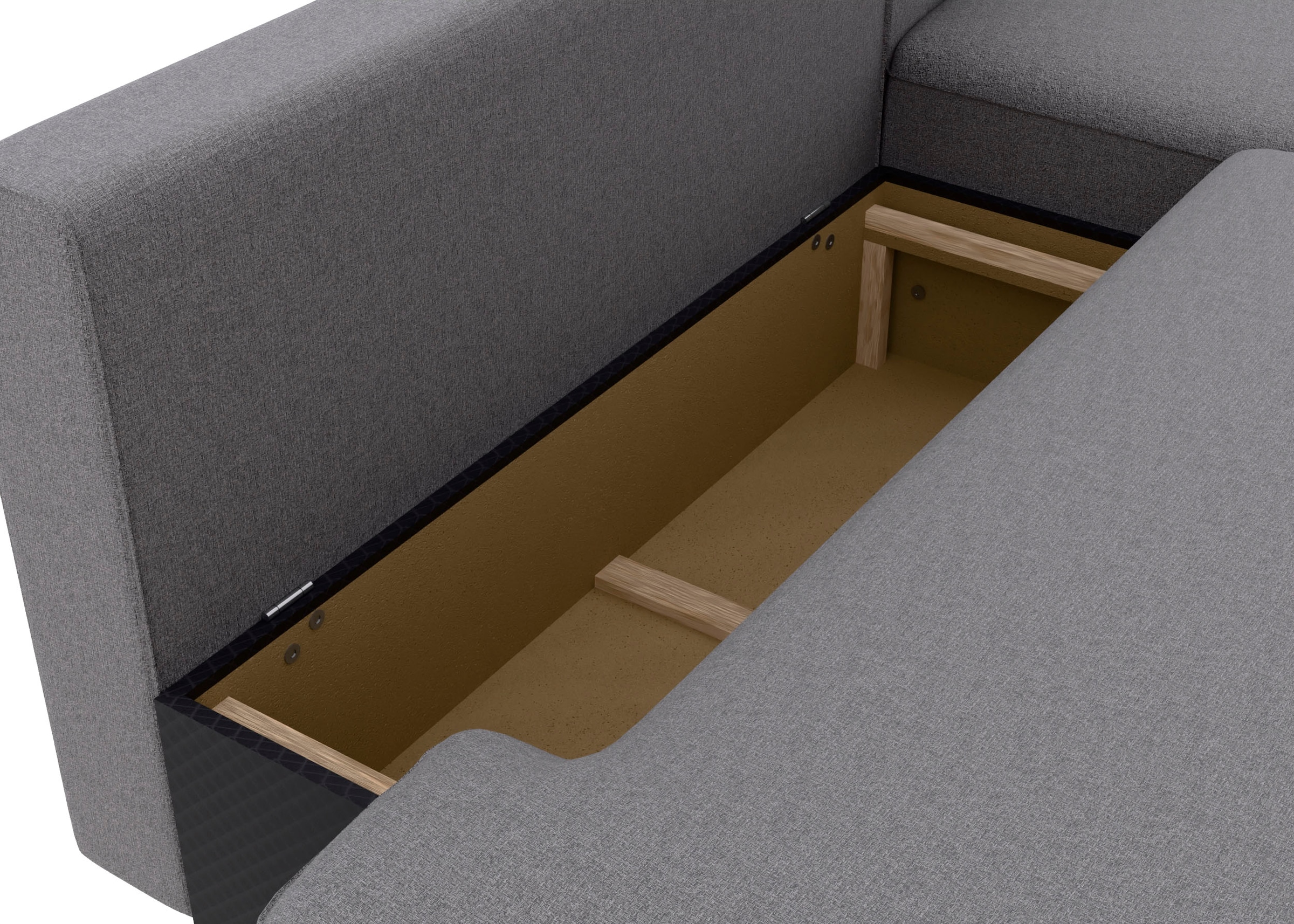TRENDMANUFAKTUR Ecksofa »Fordon II, Schlafsofa mit Bettkasten, Couch in L-Form, Breite 250 cm«, in Struktur LUMOS, 3D-Effekt, anthrazit, Armlehne rechts