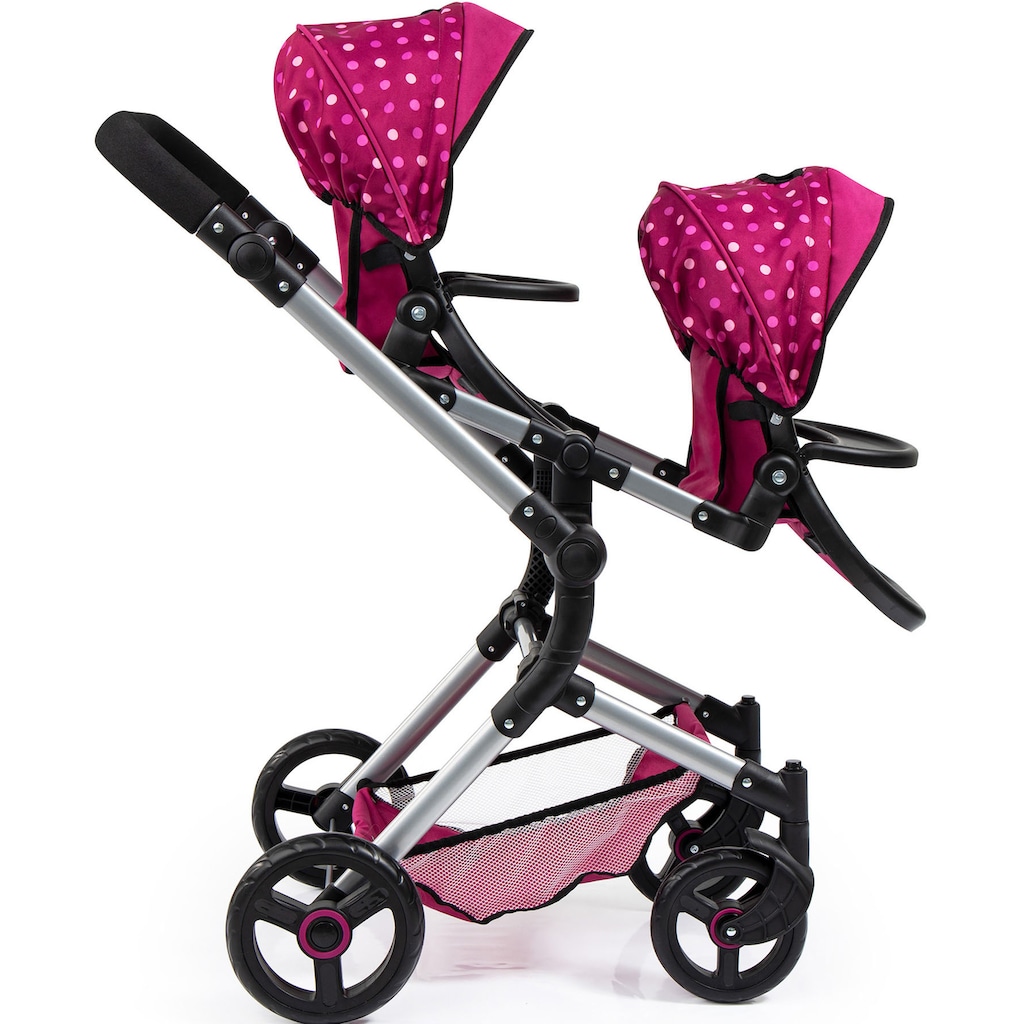 Bayer Puppen-Zwillingsbuggy »Twin Neo, bordeaux«, mit Wickeltasche