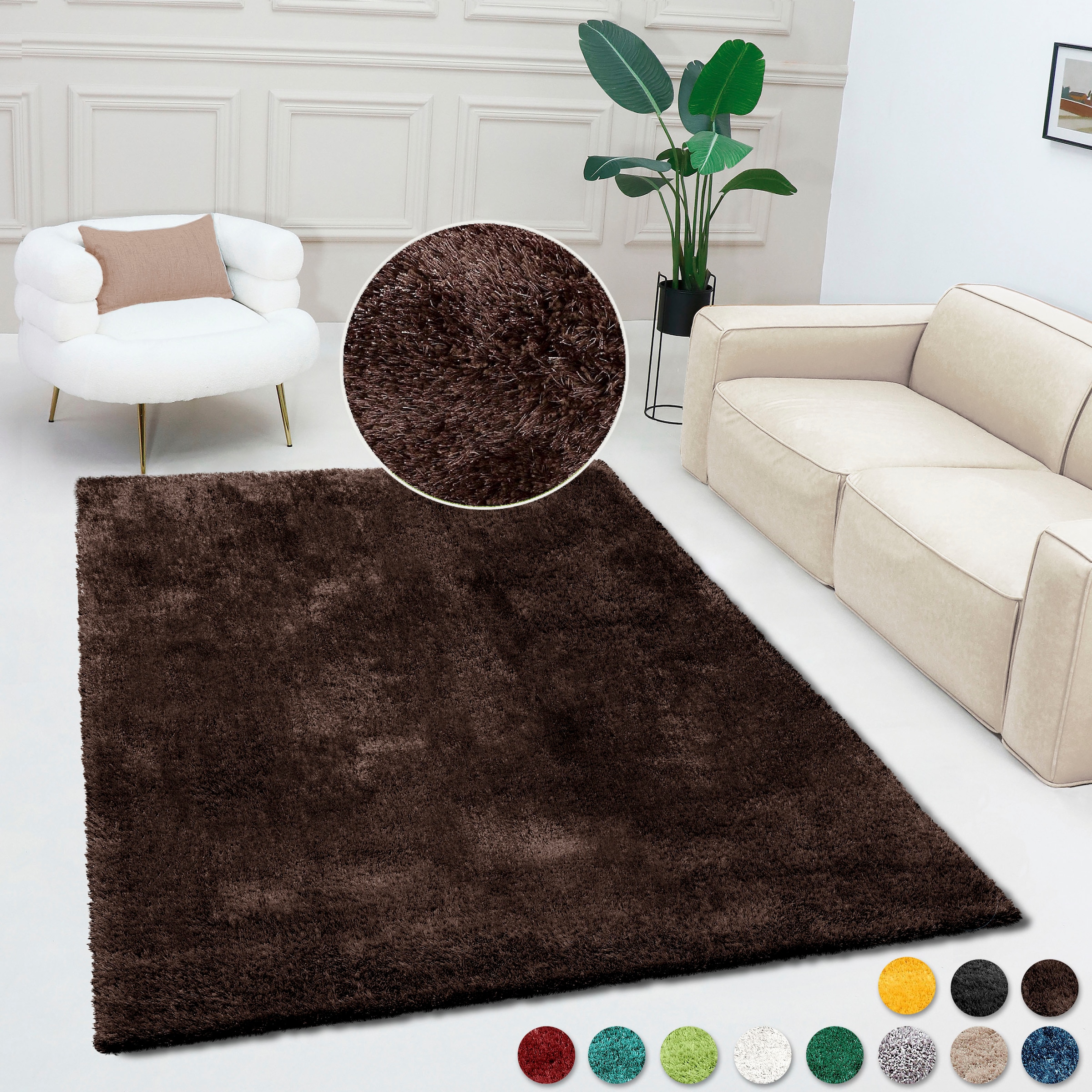 Teppich BRUNO BANANI "Dana Teppich, besonders weich und kuschelig, Kundenliebling" Gr. 4, braun, B:160cm H:30mm L:230cm, Kunstfaser, Teppiche, Teppich, uni, Mikrofaser Teppiche, Wohnzimmer, Schlafzimmer, Esszimmer