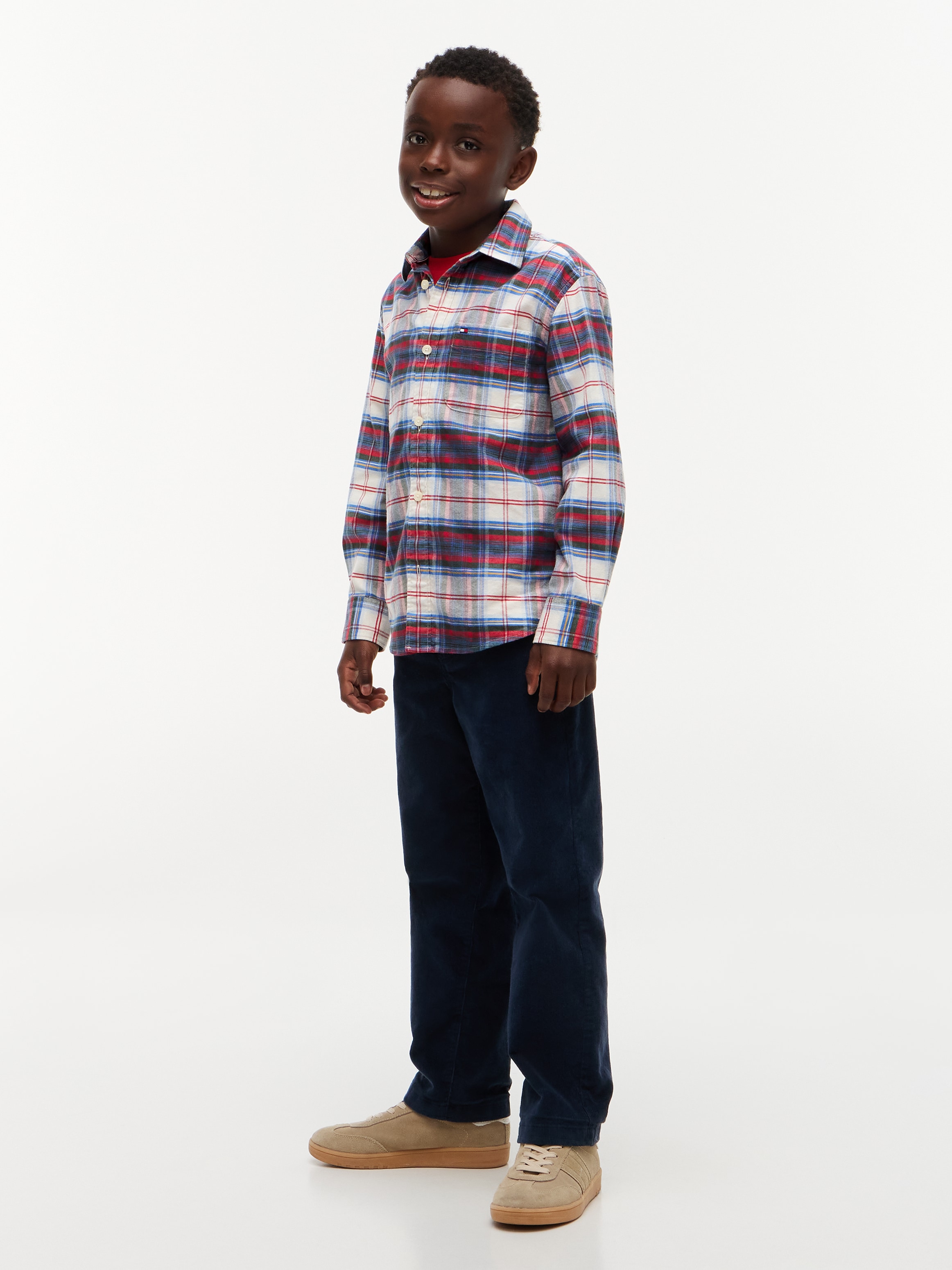 Tommy Hilfiger Langarmhemd Karo-Design, Regular Fit, Kinder bis 16 Jahre