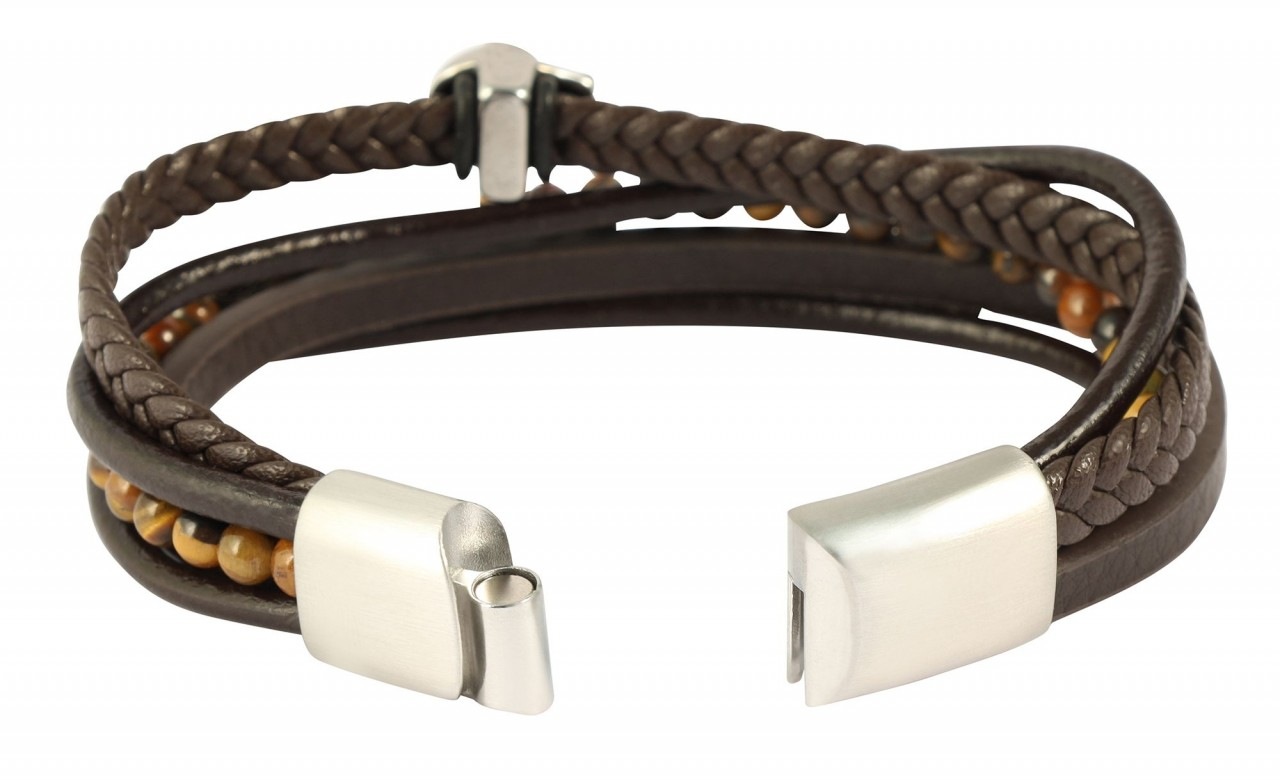 Adelia´s Edelstahlarmband »Herren Armband aus Edelstahl mit Tigerauge«