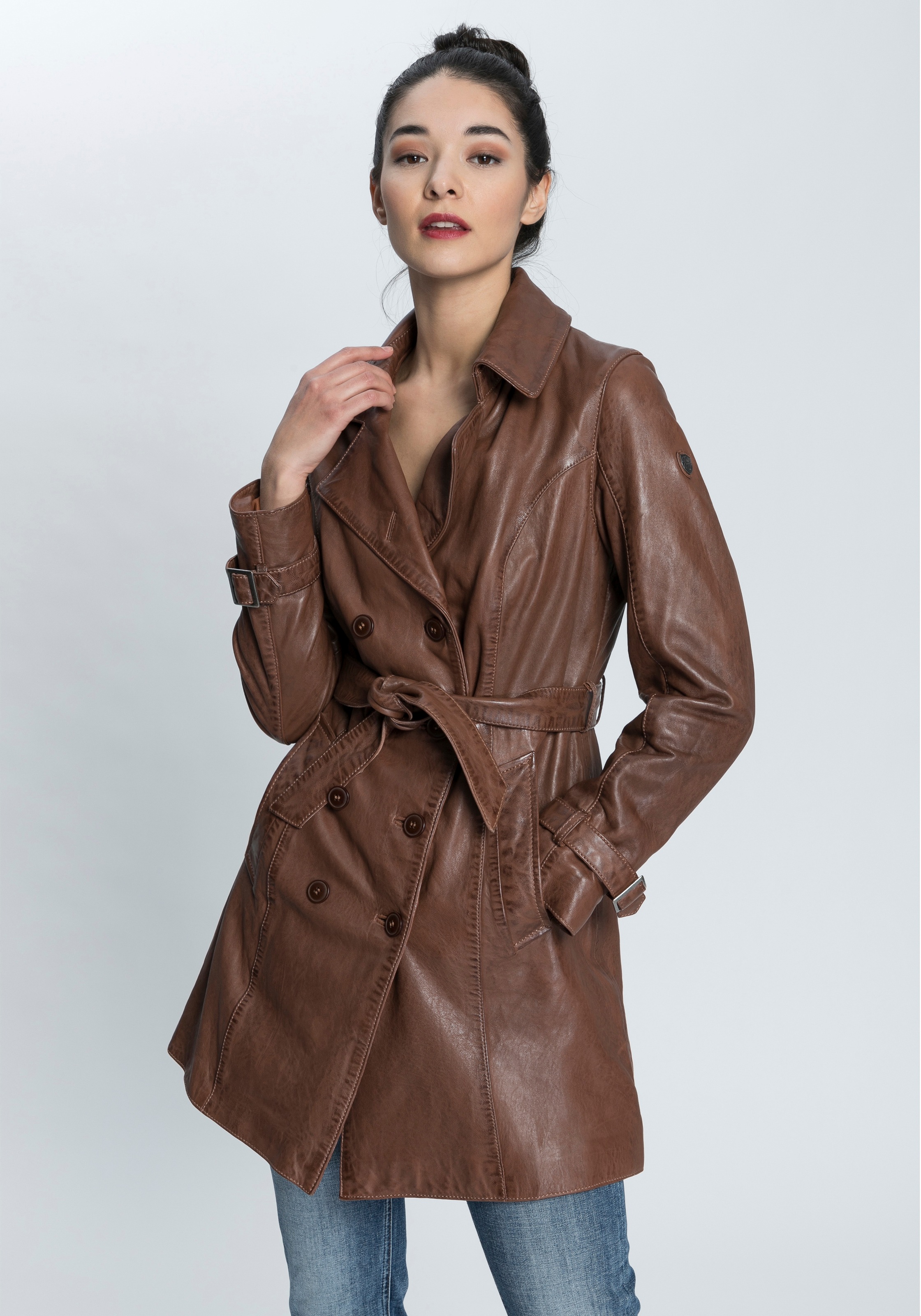 Mauritius Ledermantel "GWTaresa" mit Bindegürtel, 2 Stk. Leder-Trenchcoat m günstig online kaufen