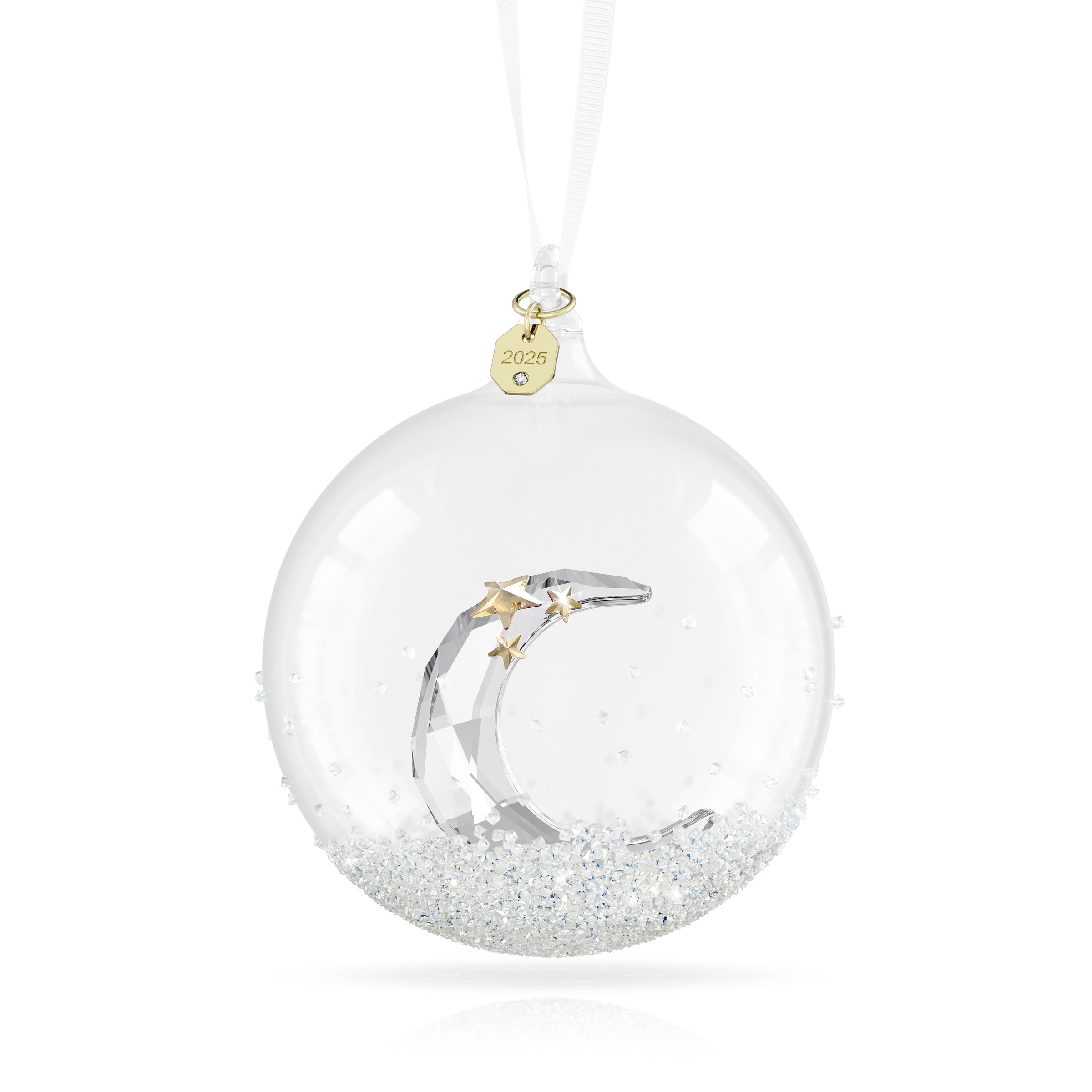 Dekohänger SWAROVSKI "Kristallfigur Sammelfigur Annual Edition Weihnachtskugel", weiß (kristallweiß, goldfarben, weiß), Dekohänger, Baumwolle, Kristallglas, Metall, Swarovski Kristall 2