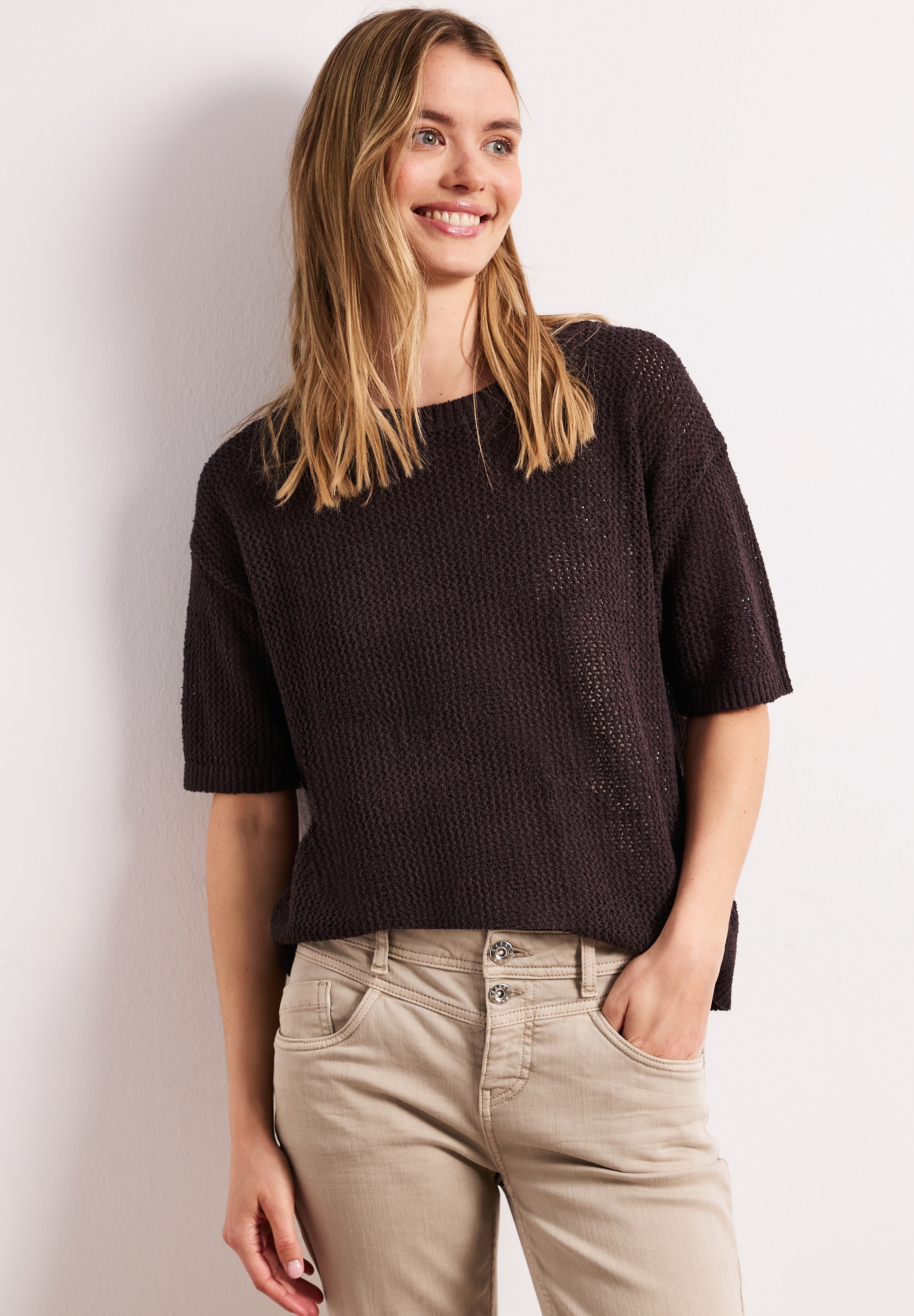 STREET ONE Kurzarmpullover im soften Baumwoll-Mix