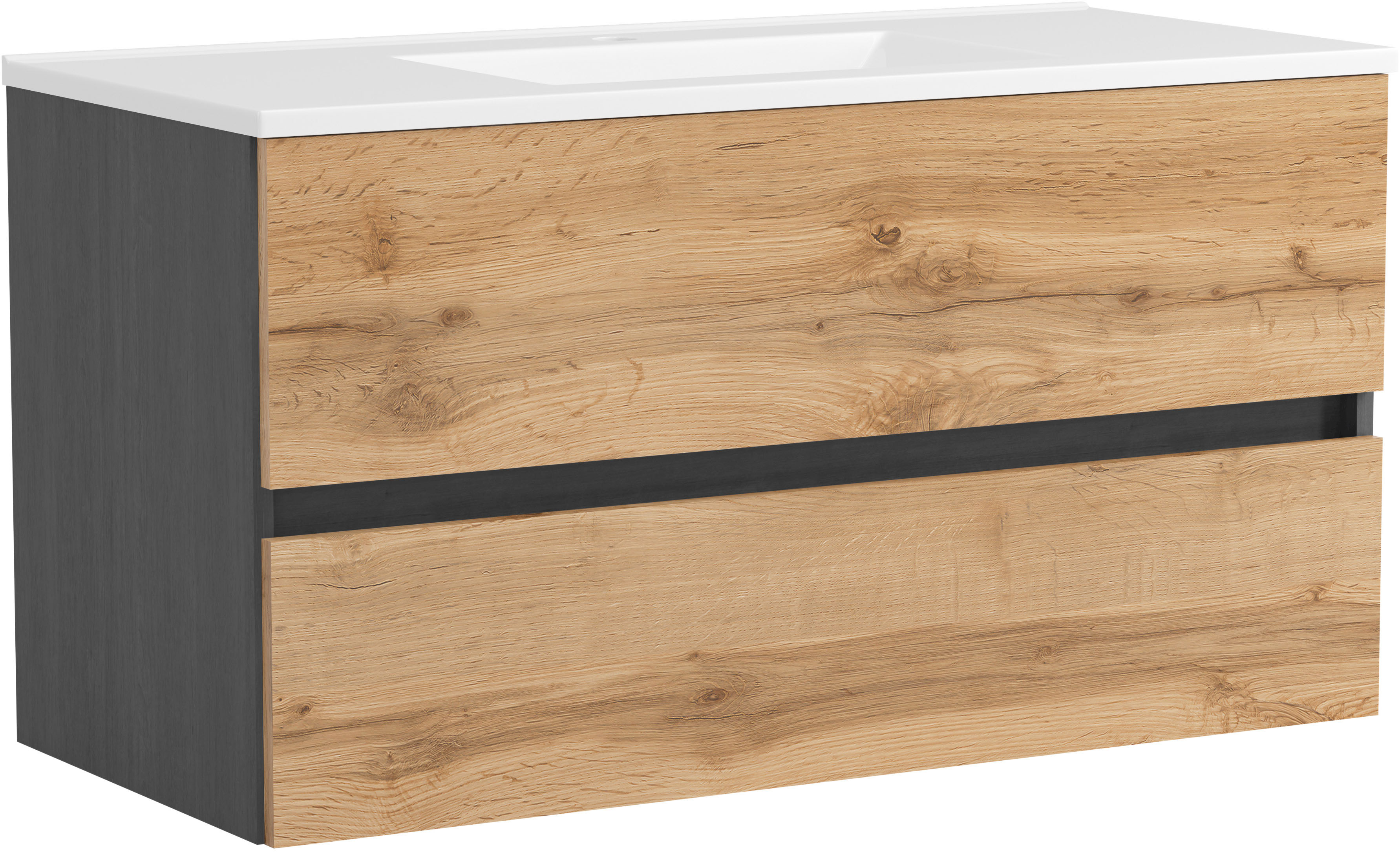 OTTO home Waschtisch "BOZEN, 2 Auszüge inklusive Becken und Montagematerial" Maße (B/H/T): ca. 100/52/45 cm, Badmöbel, Waschtisch, Stauraum, modern