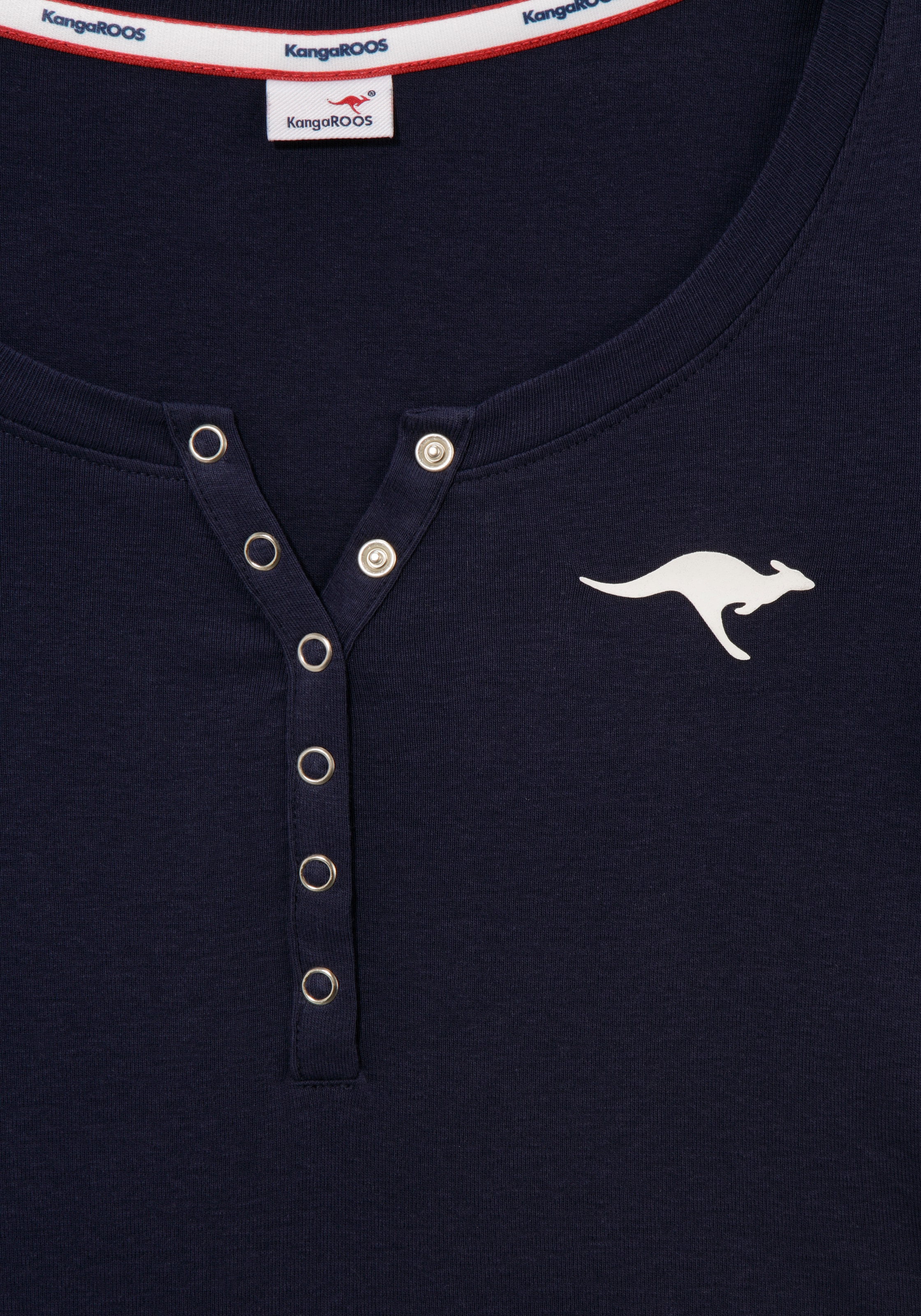 KangaROOS Langarmshirt, mit Känguru-Logodruck und Knopfleiste
