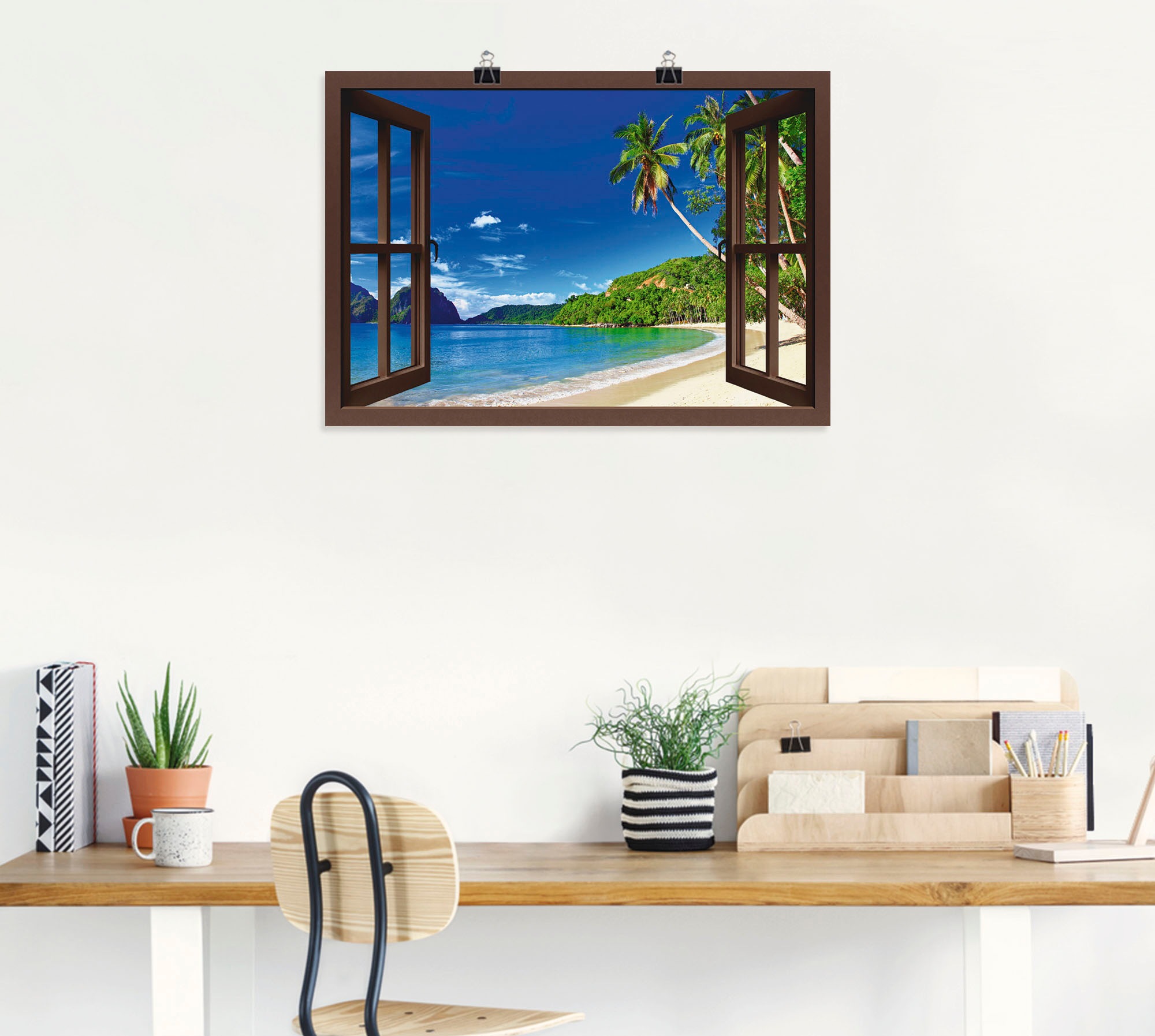 Artland Wandbild »Fensterblick Paradies«, Fensterblick, (1 St.), als Alubild, Outdoorbild, Leinwandbild, Poster in verschied. Größen